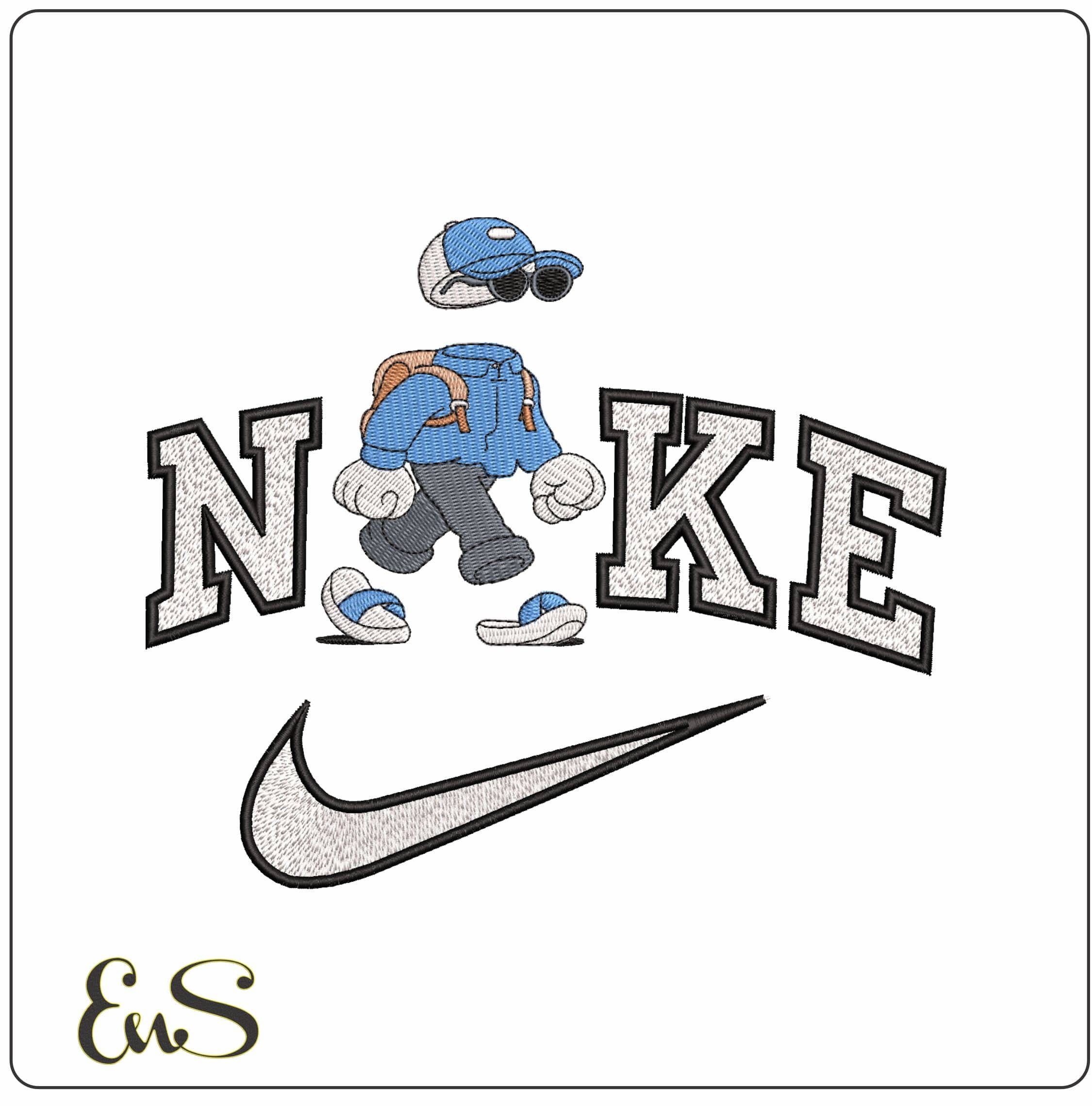 Nike Invisible Friends Hiking with Rucksack - Elegant embroidery design file - instant download