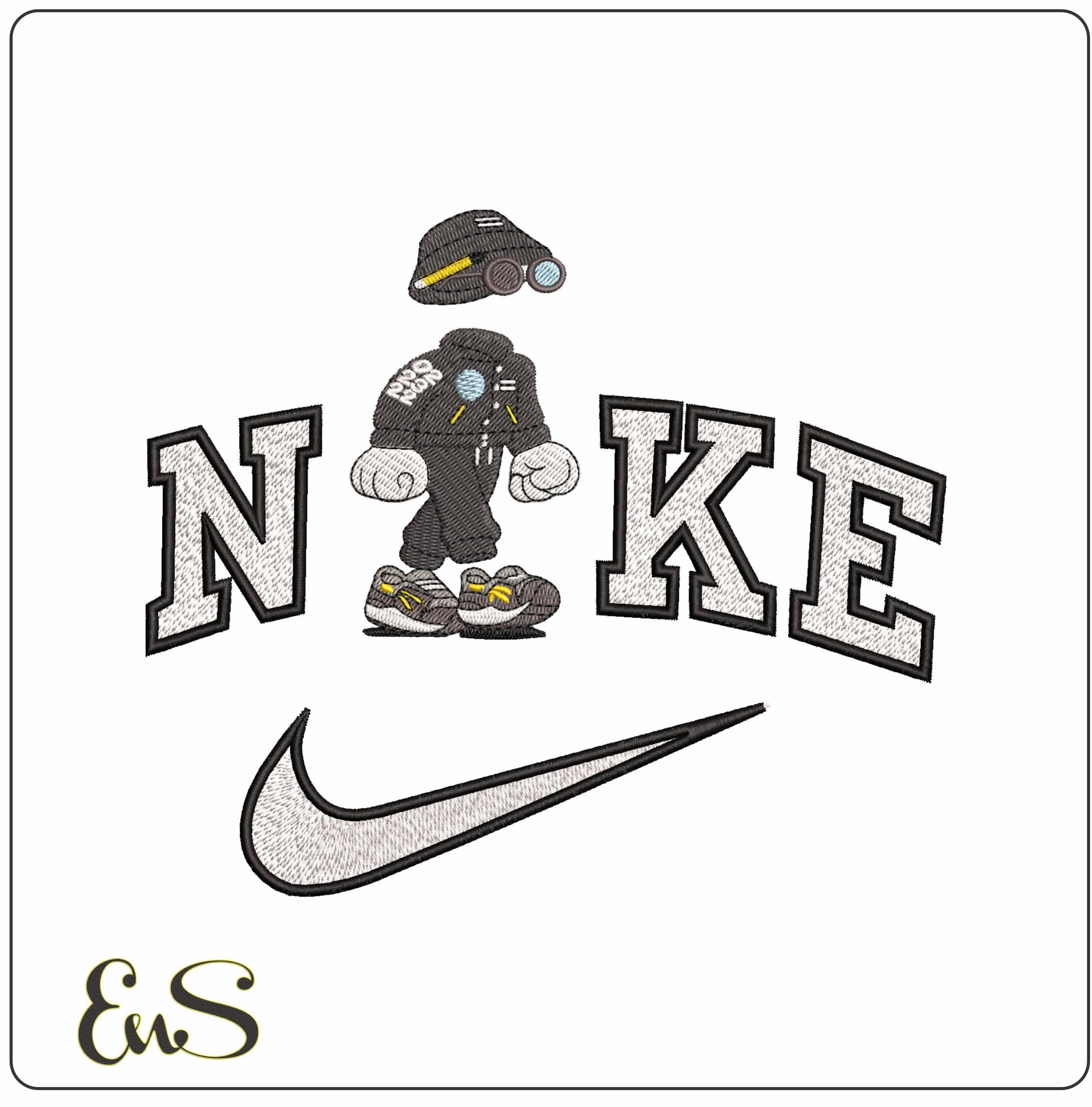 Nike Invisible Friends Streetwear - Elegant embroidery design file - instant download