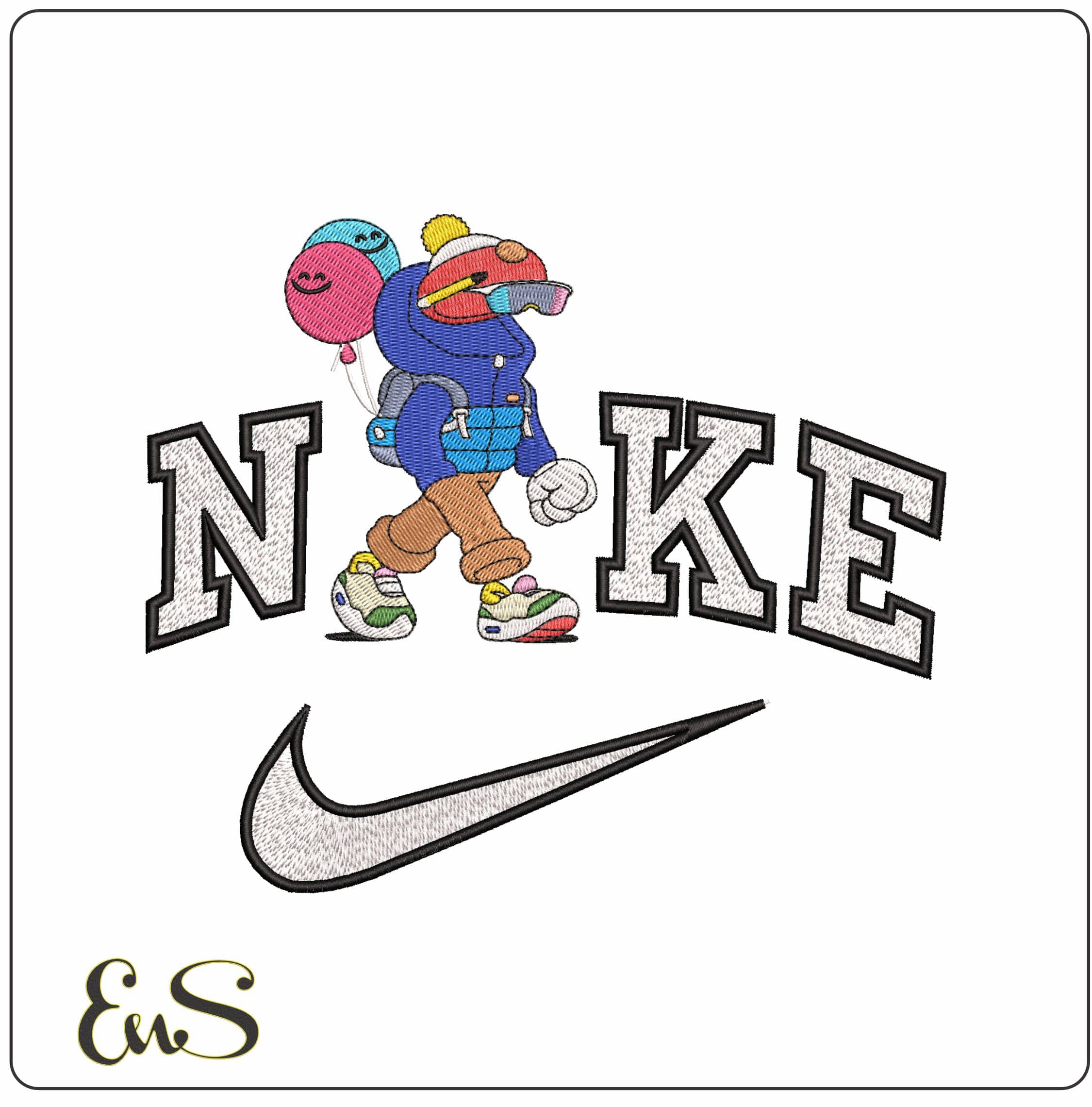 Nike Invisible Friends Winter outfit Balloons - Elegant embroidery design file - instant download