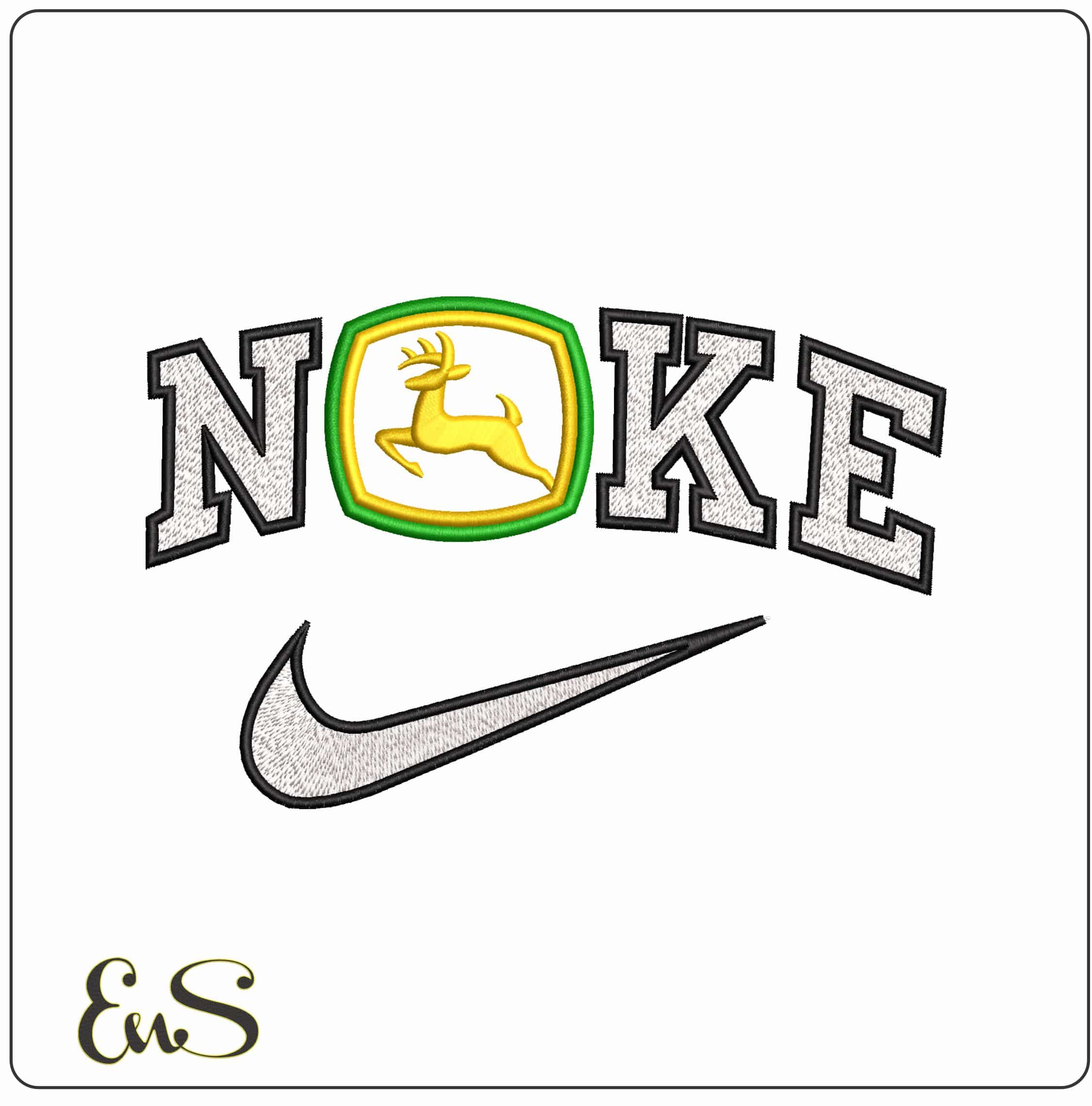 Nike John Deere 3D no Back Ground - Elegant embroidery design file - instant download