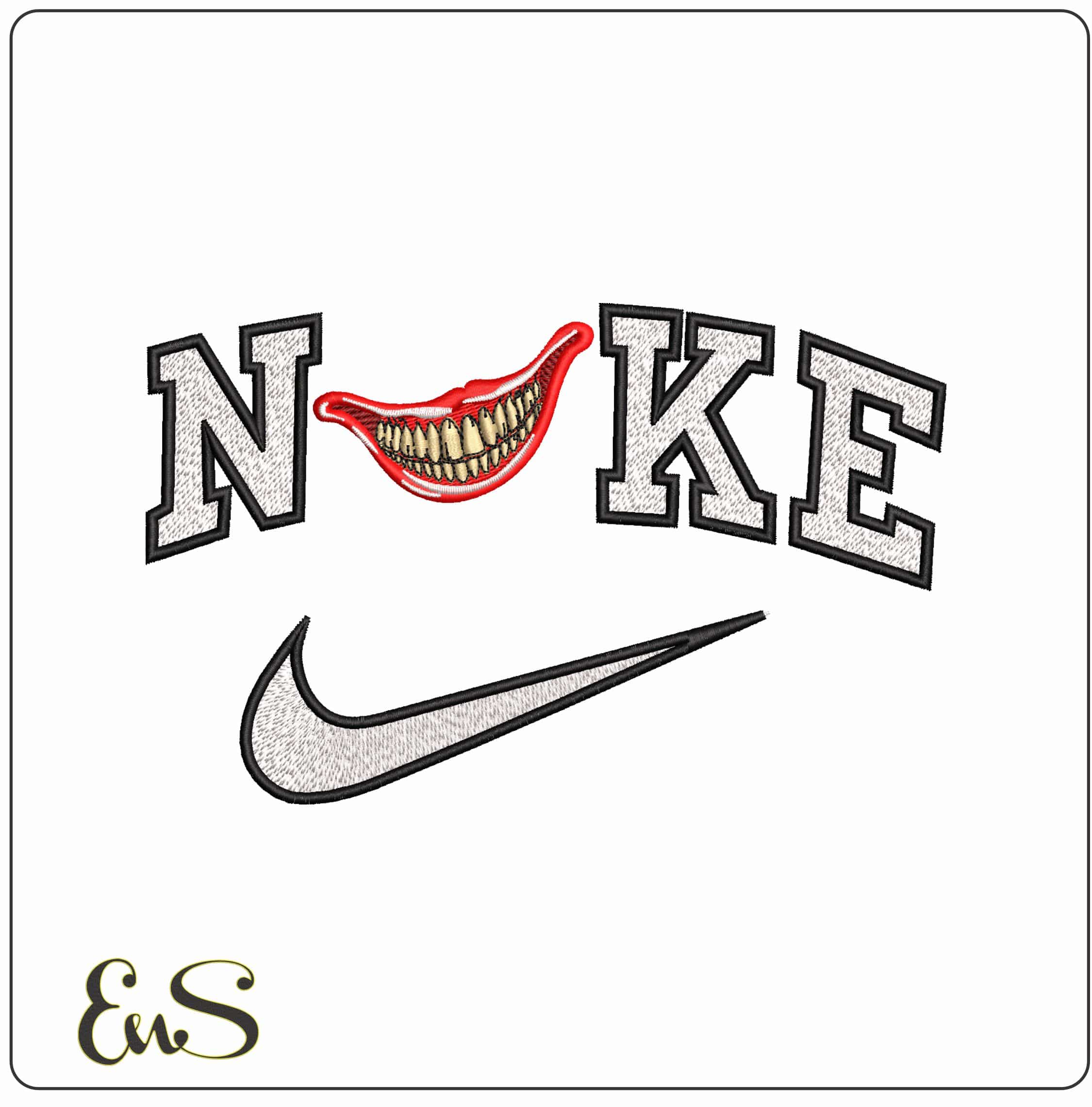 Nike Joker Smile - Elegant embroidery design file - instant download