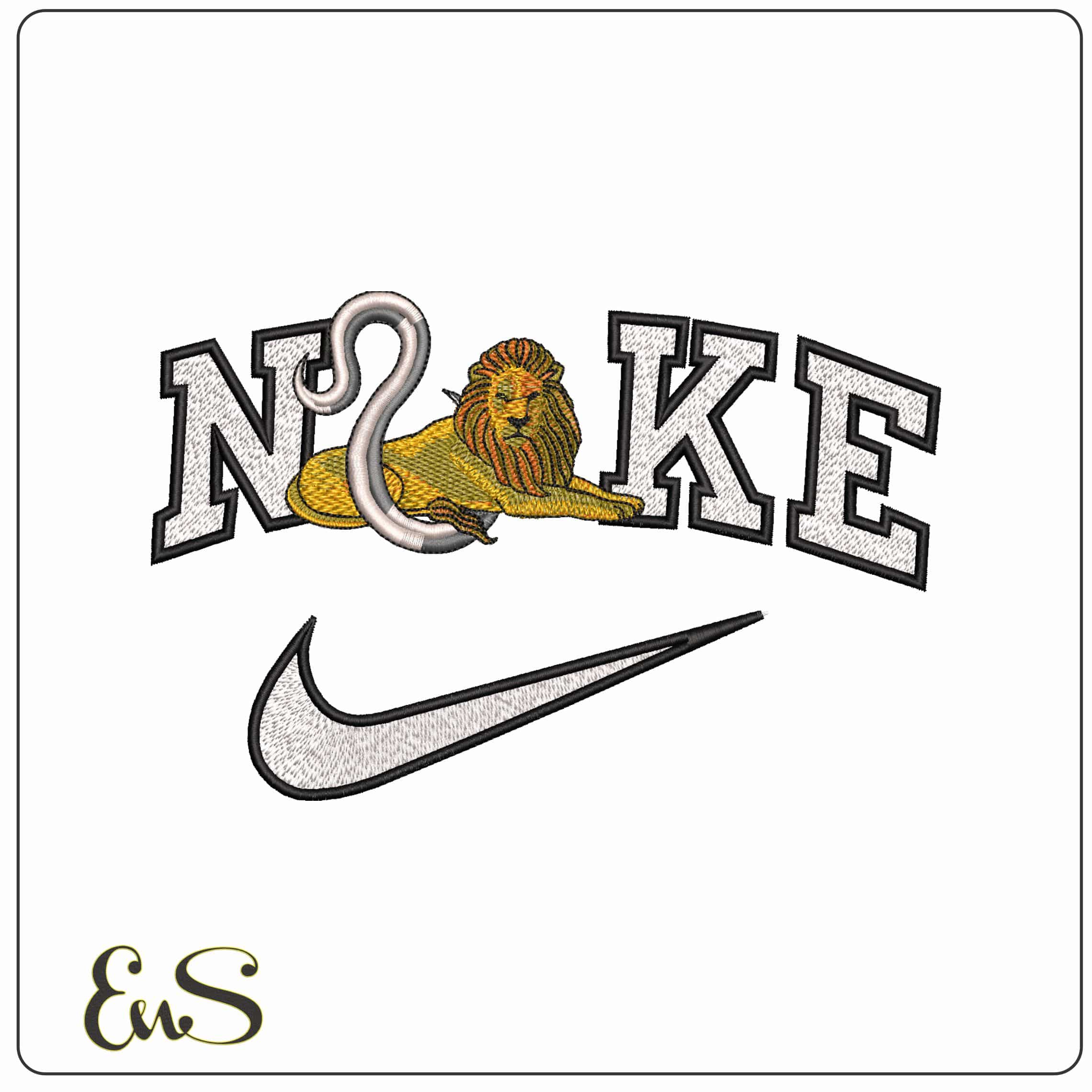 Nike Leo Lion and Symbol Zodiac - Elegant embroidery design file - instant download