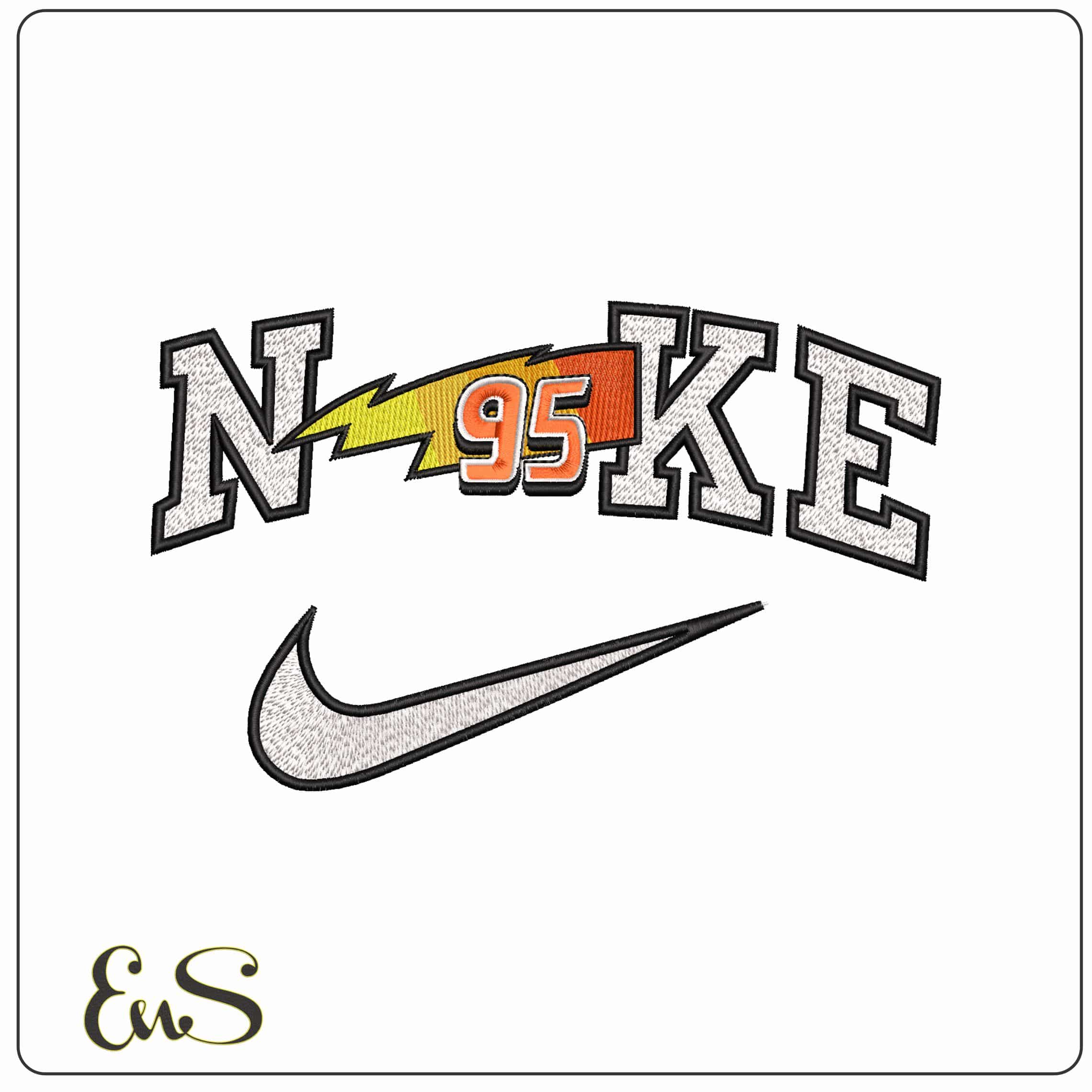 Nike Lightning Mcqueen 95 Disney Cars - Elegant embroidery design file - instant download