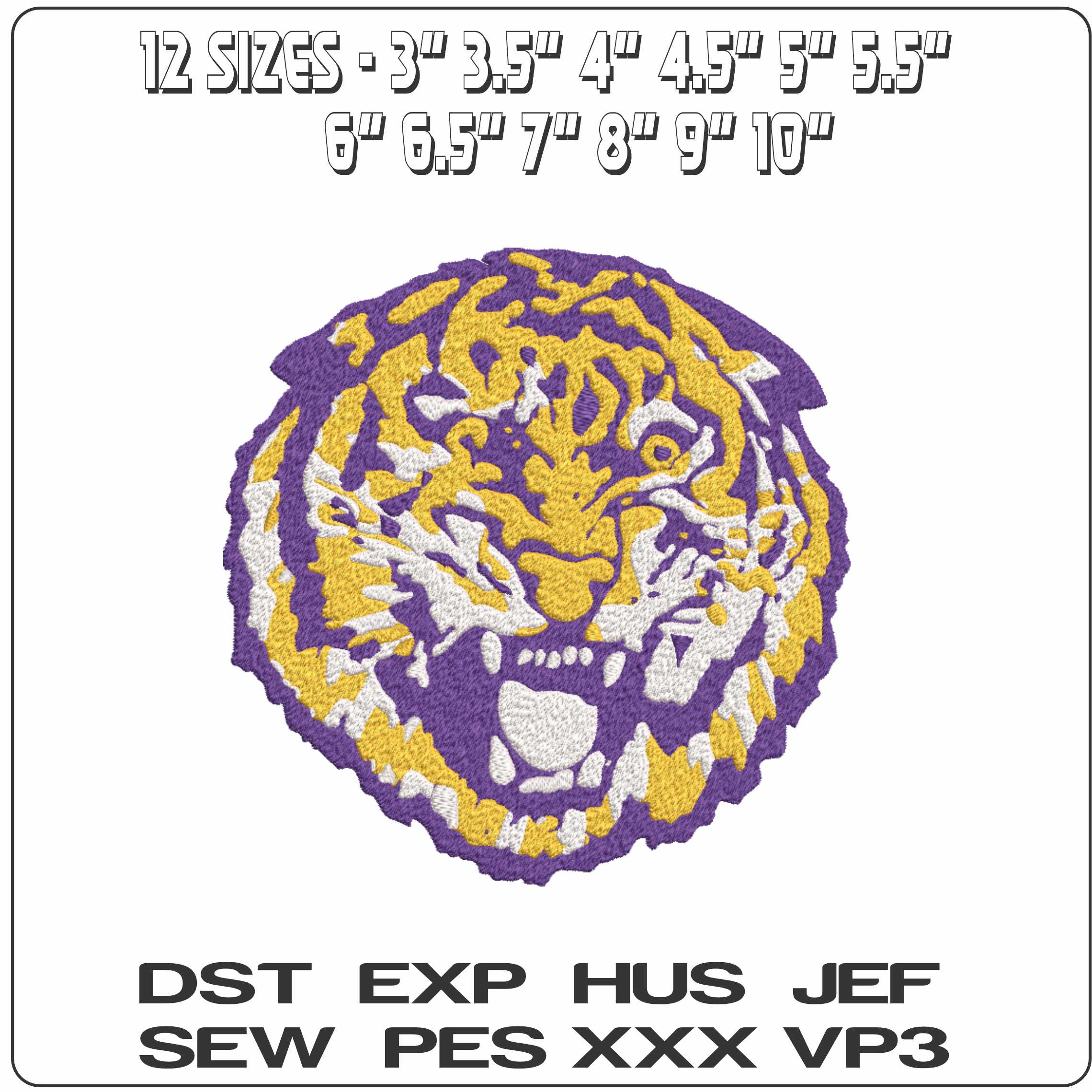 LSU Fighting Tigers embroidery design 1972 - Fighting Tigers Logo - Louisiana State University  Logo  embroidery machine  pattern embroidery file - instant download in a frame