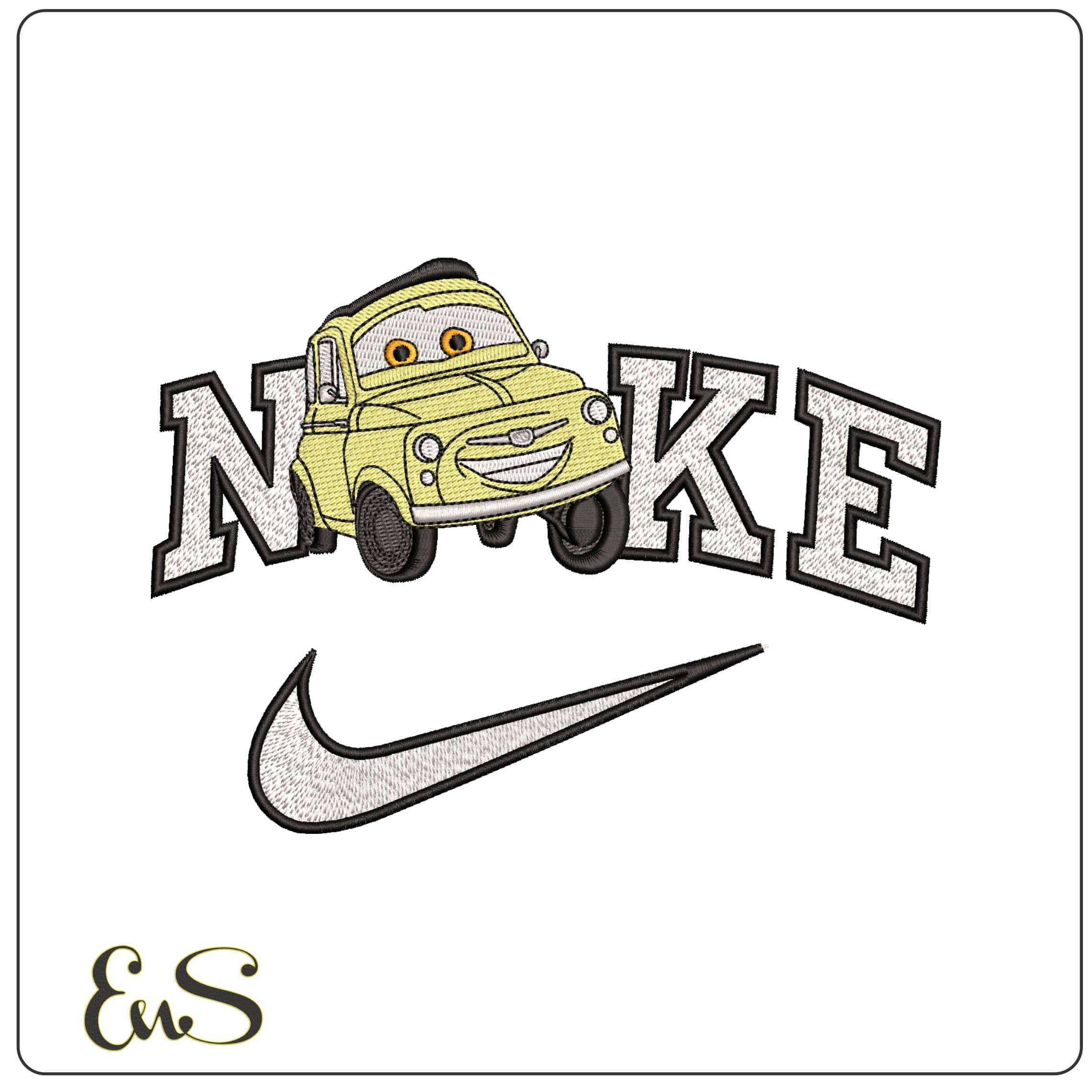Nike Luigi Cars - Elegant embroidery design file - instant download