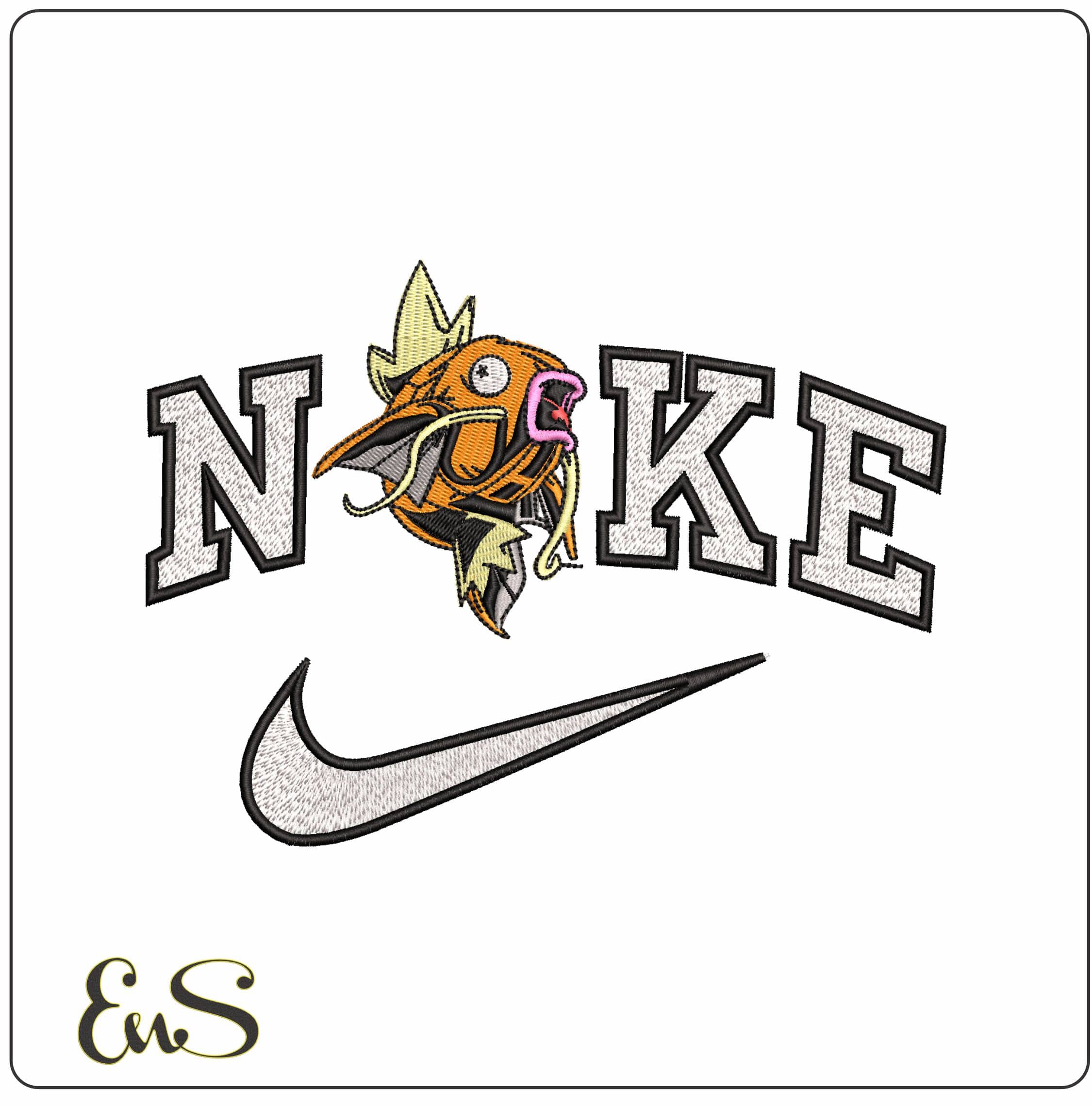 Nike Magikarp Pokemon Anime - Elegant embroidery design file - instant download