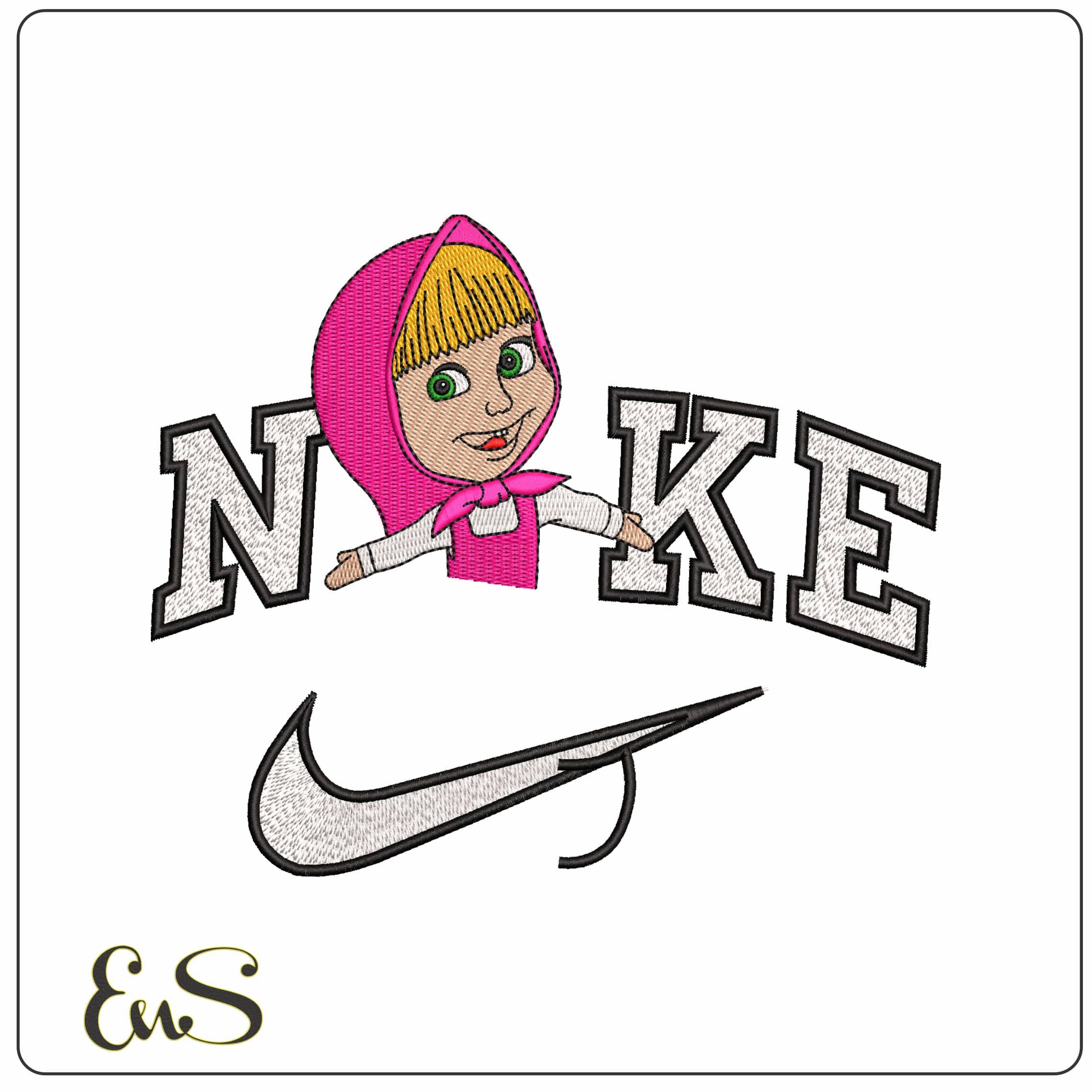 Nike Masha Masha and the Bear Cartoon- Elegant embroidery design file - instant download