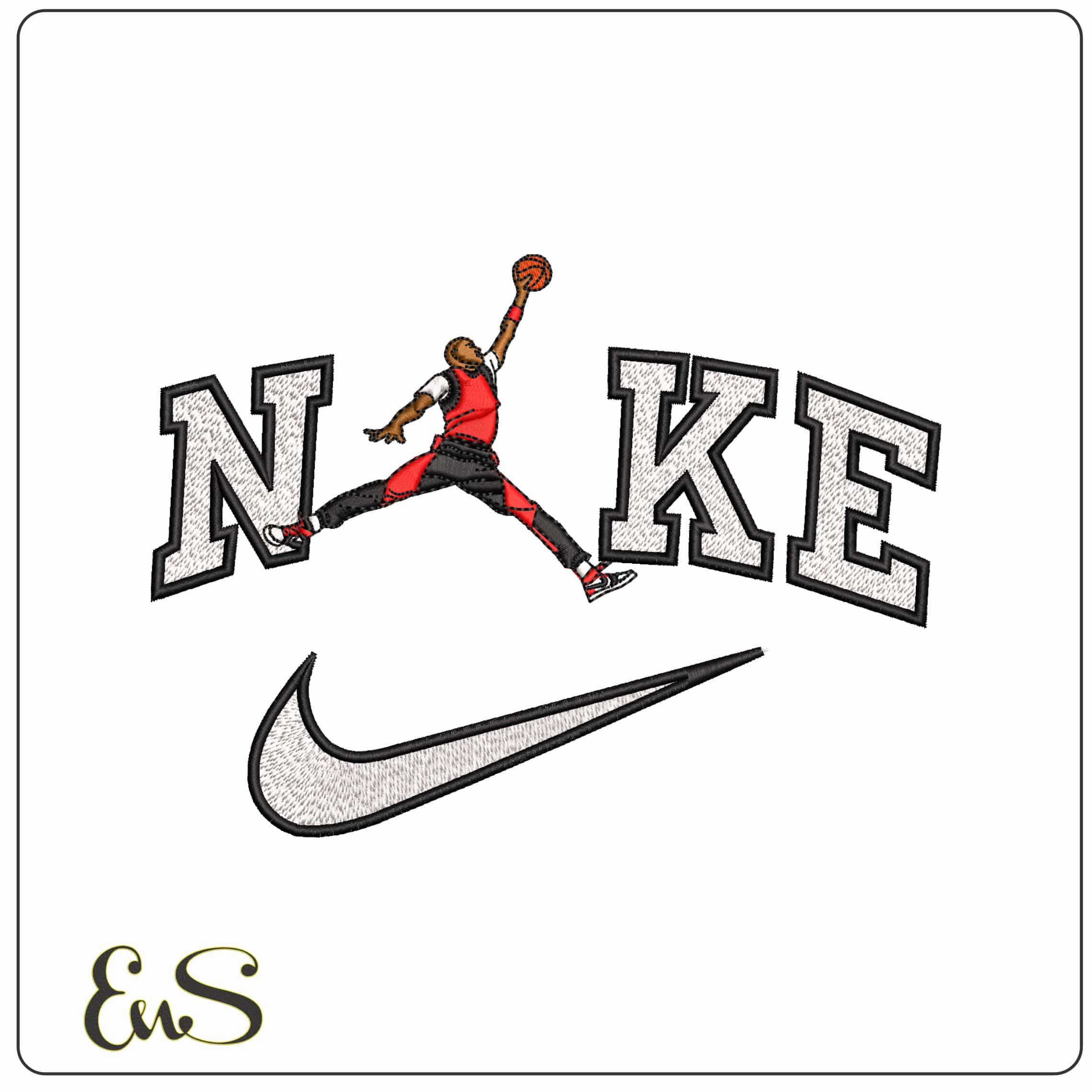 Nike Michael Jordan Chigao Bulls colors - Elegant embroidery design file - instant download