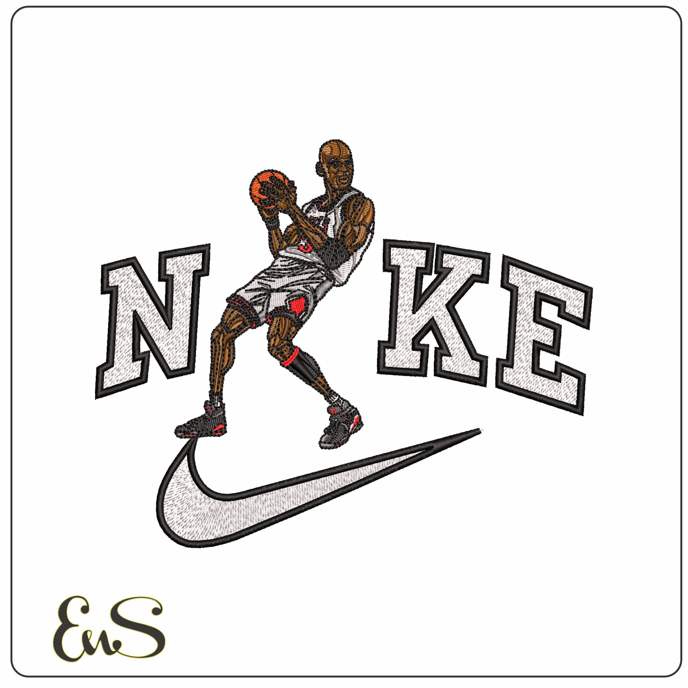 Nike Michael Jordan Ready for Layup - Elegant embroidery design file - instant download
