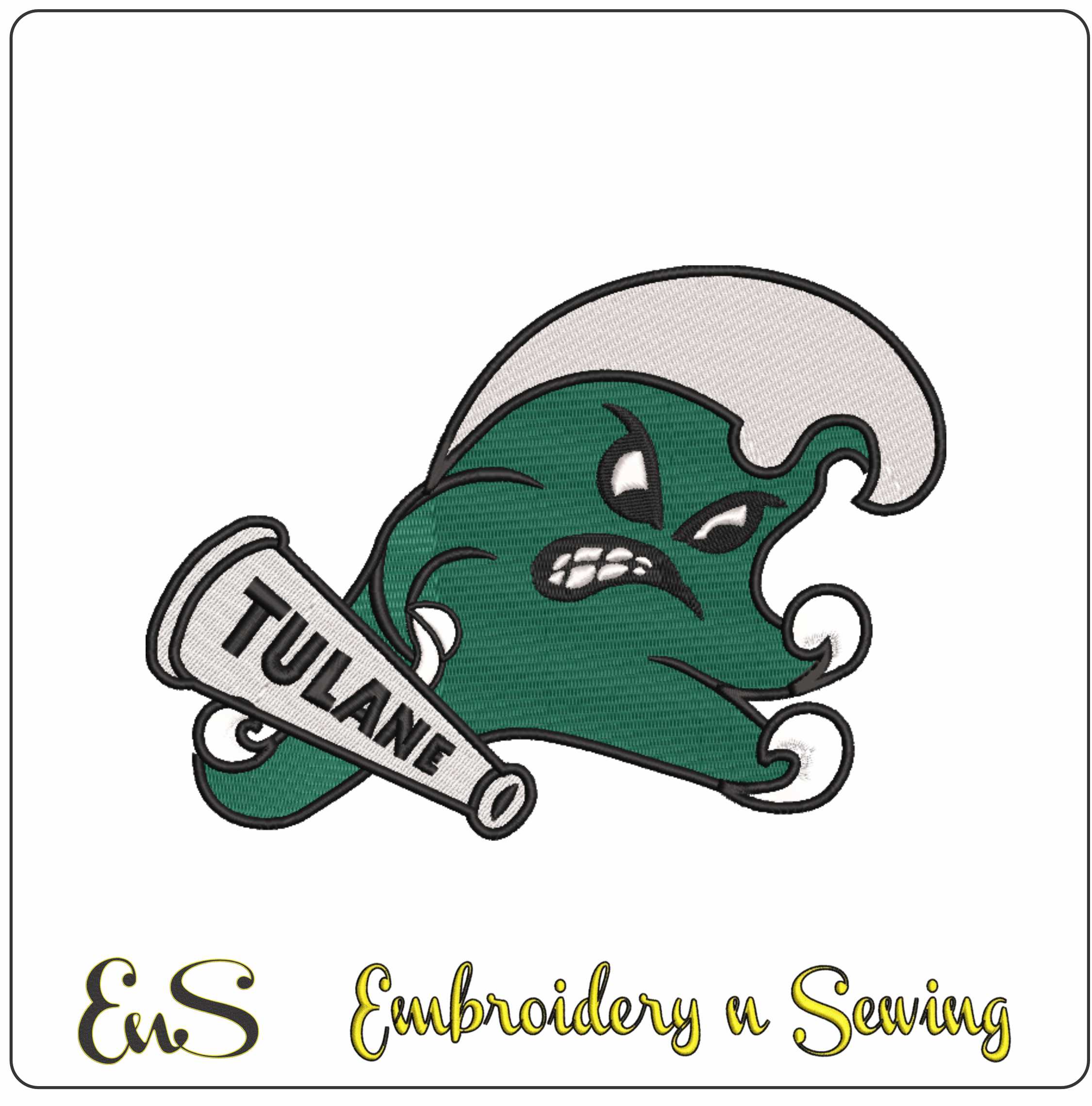 Tulane Green wave embroidery design - Tulane University of embroidery machine pattern embroidery file - instant download in a frame