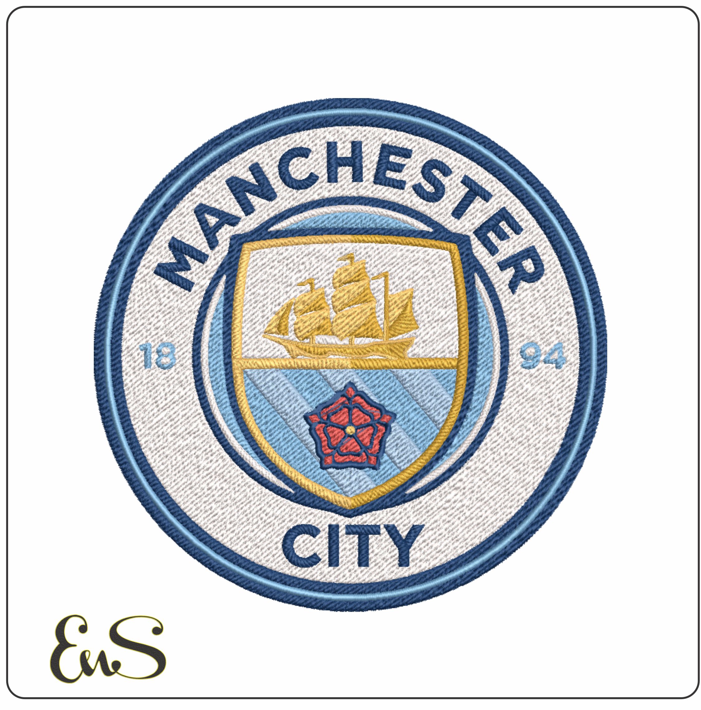 Manchester City embroidery design, Man City FC machine pattern