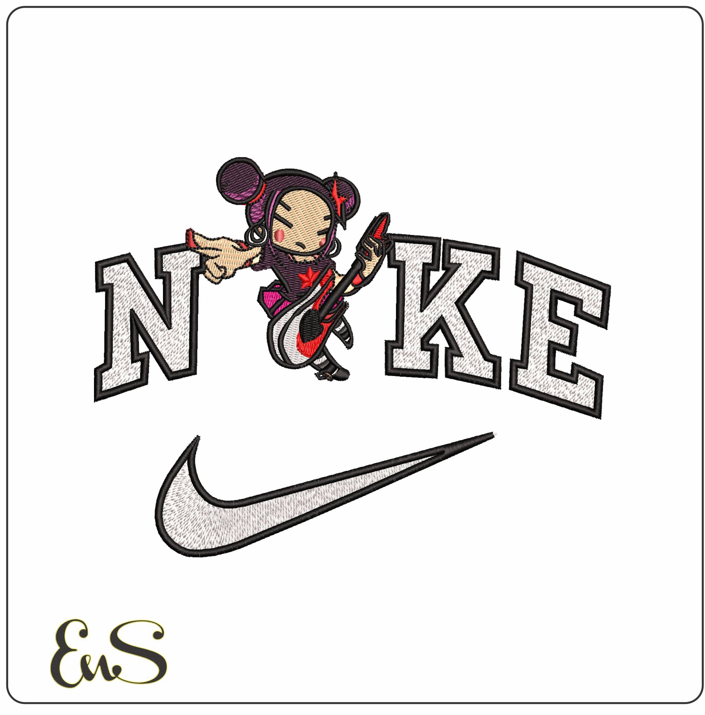 Nike Pucca Rock Star Korean TV - Elegant embroidery design file - instant download