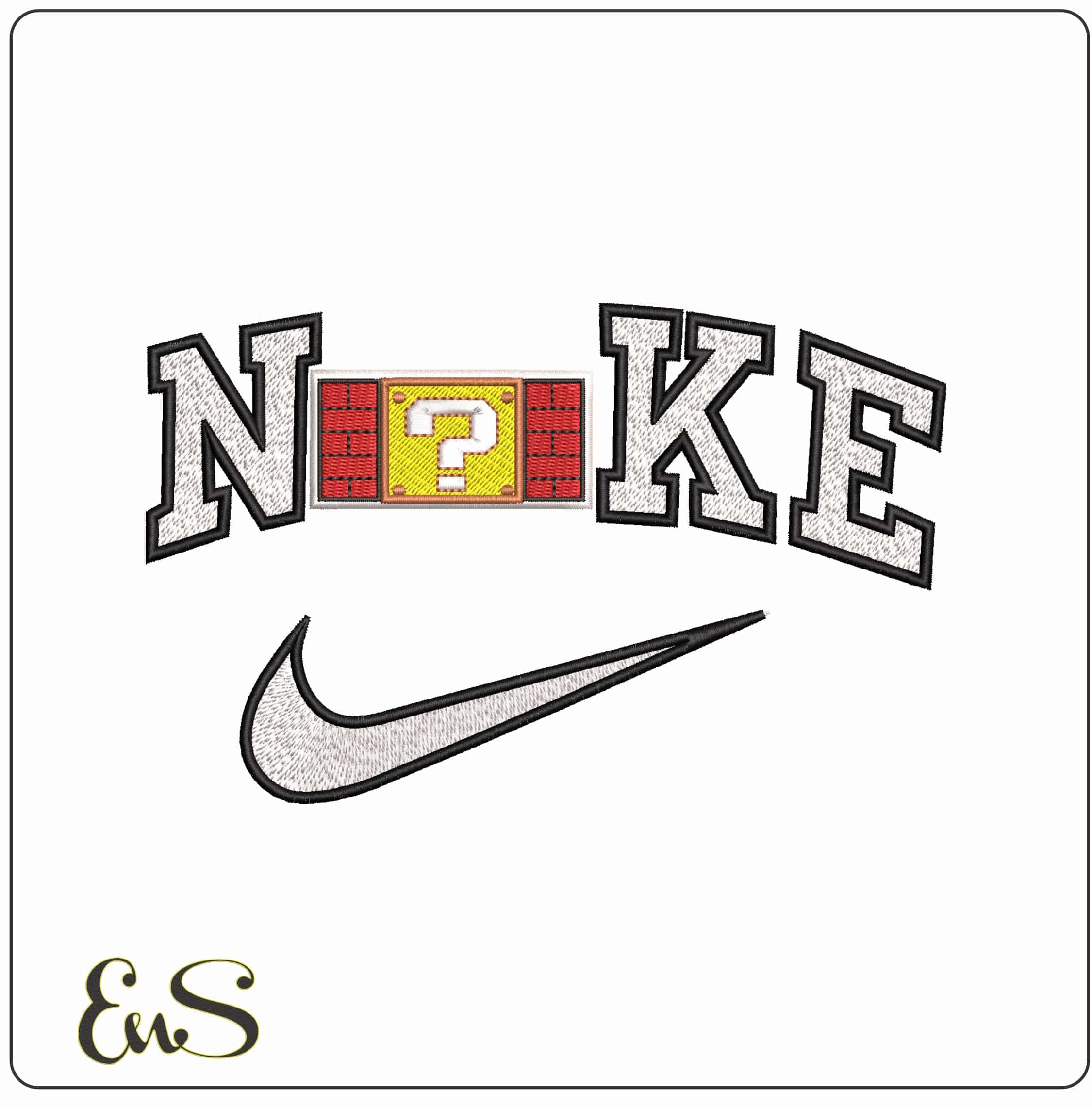 Nike Question Block Super Mario Bros - Elegant embroidery design file - instant download