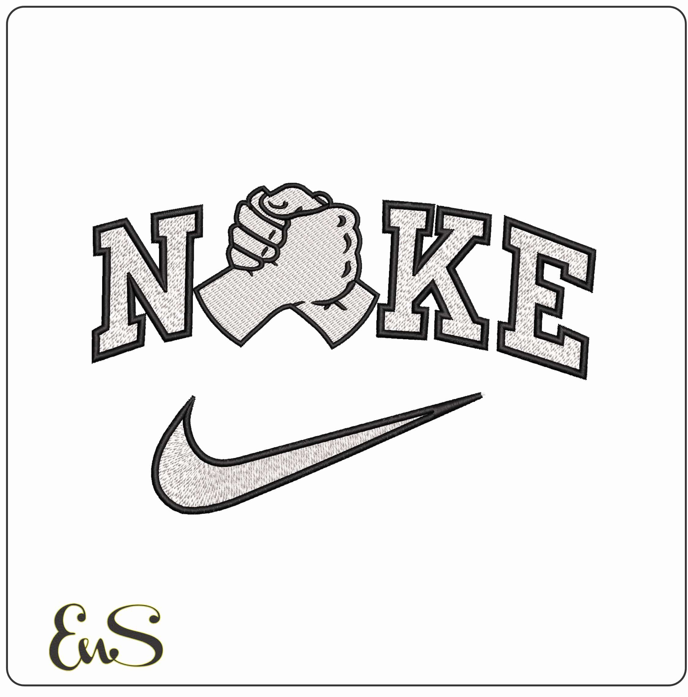 Nike Respect Hands Together - Elegant embroidery design file - instant download
