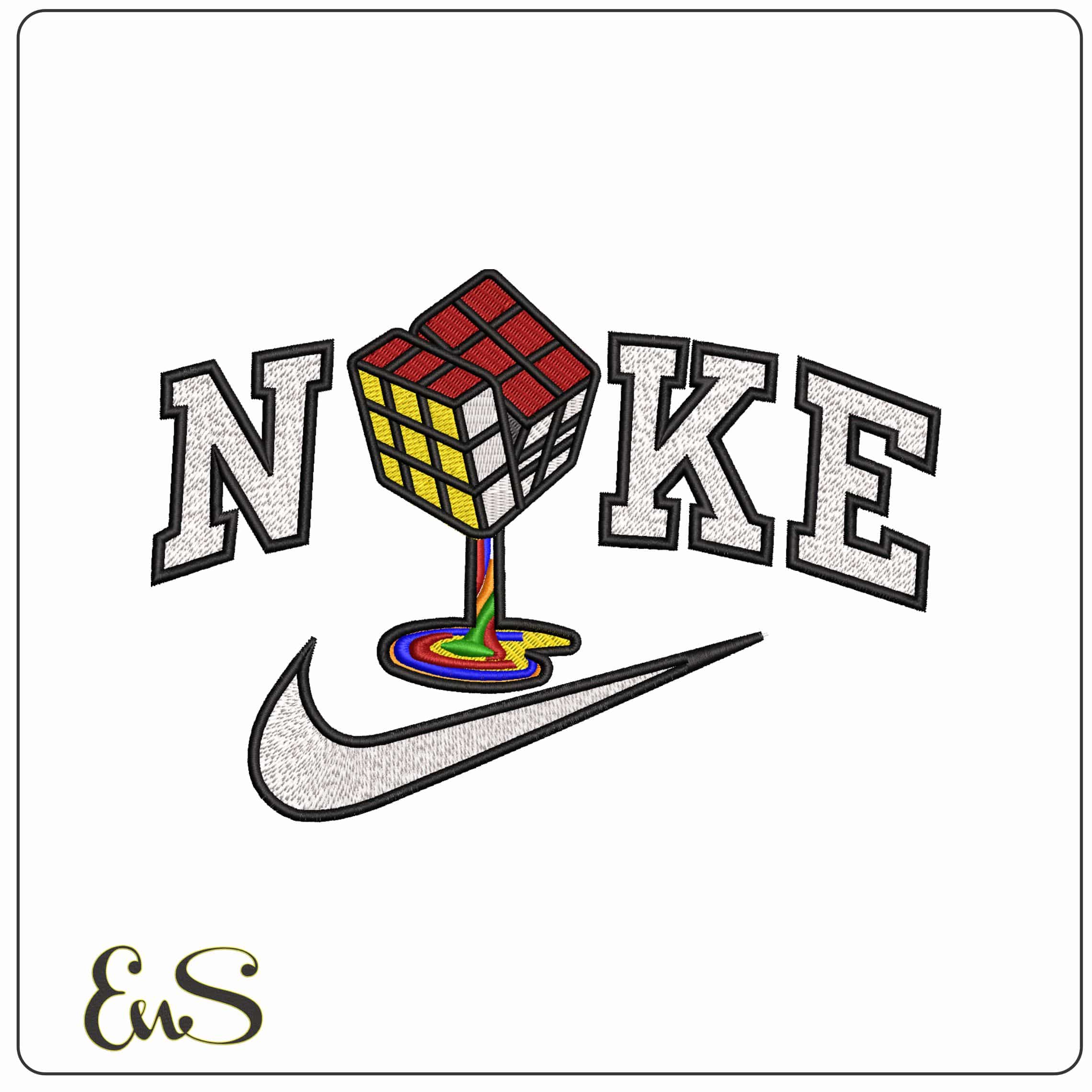 Nike Rubik Cube melting Complete - Elegant embroidery design file - instant download