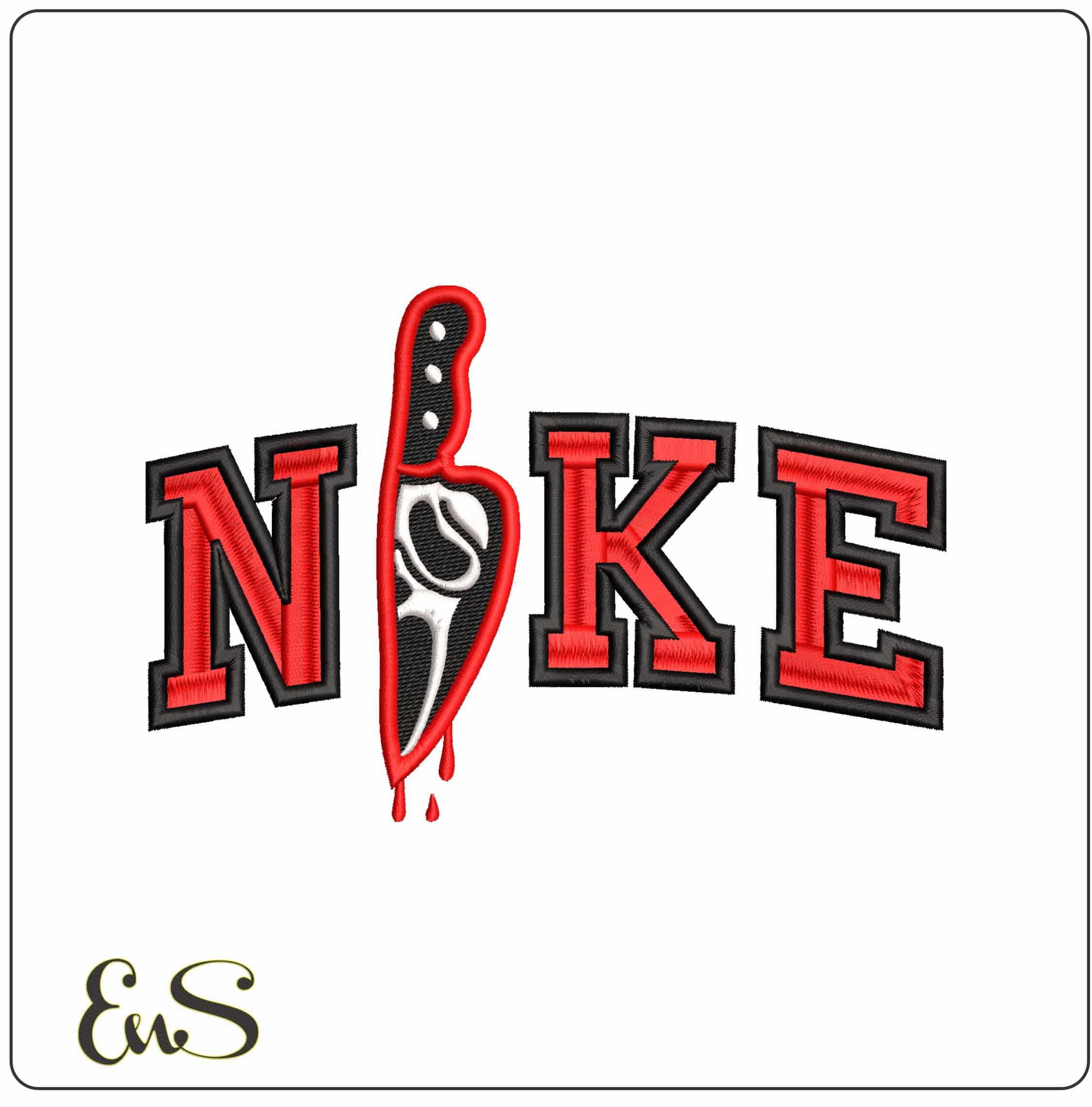 Nike Scream Knife - Elegant embroidery design file - instant download