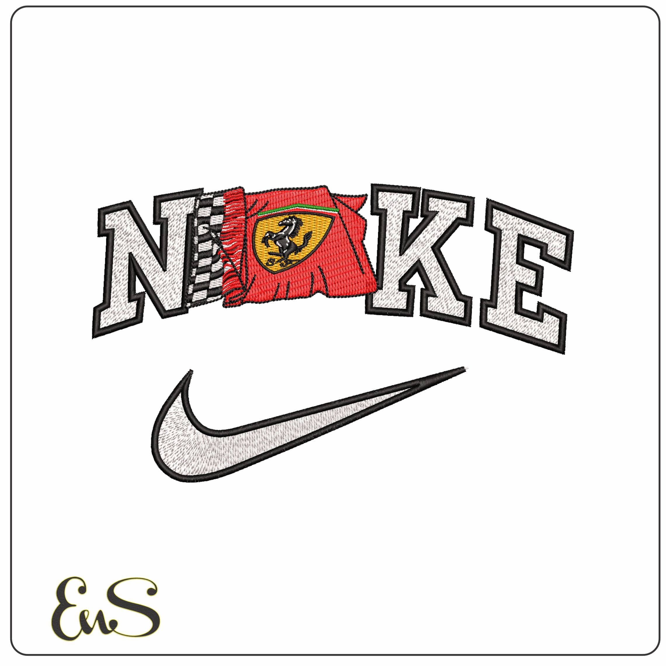 Nike Scuderia Ferrari Flag - Elegant embroidery design file - instant download