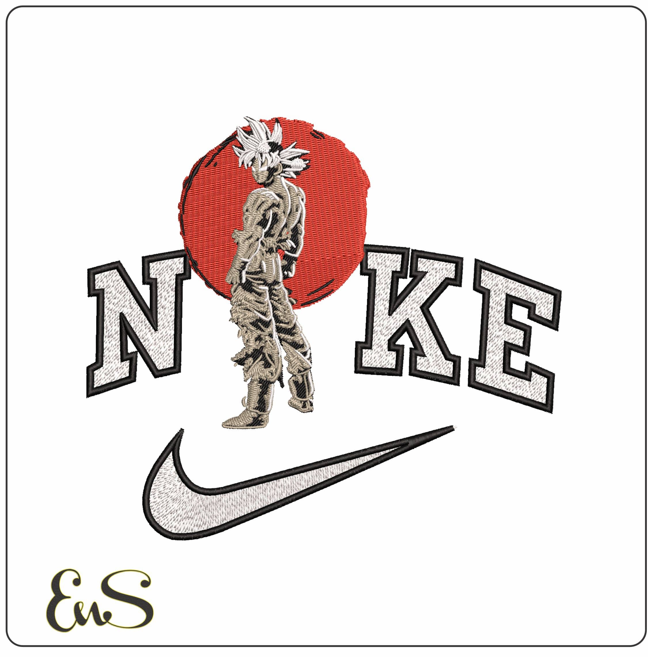 Nike Son Goku standing in Sun Dragon Ball Anime - Elegant embroidery design file - instant download