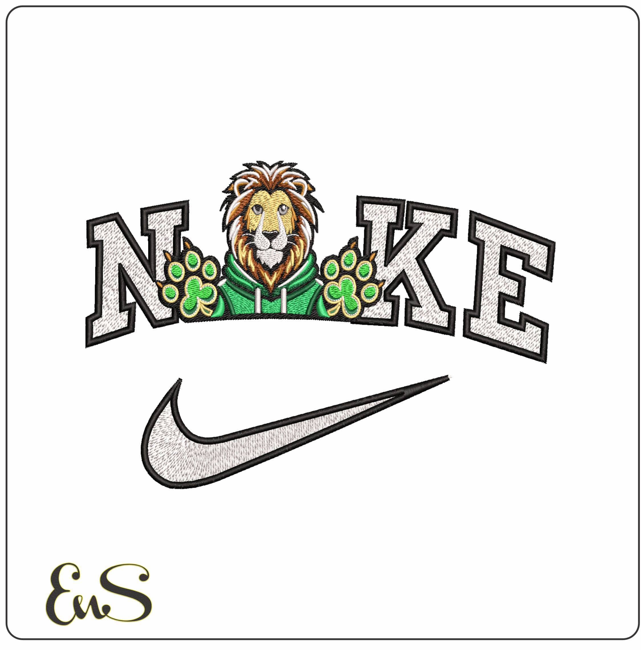 Nike St Patrick School Lion - Elegant embroidery design file - instant download