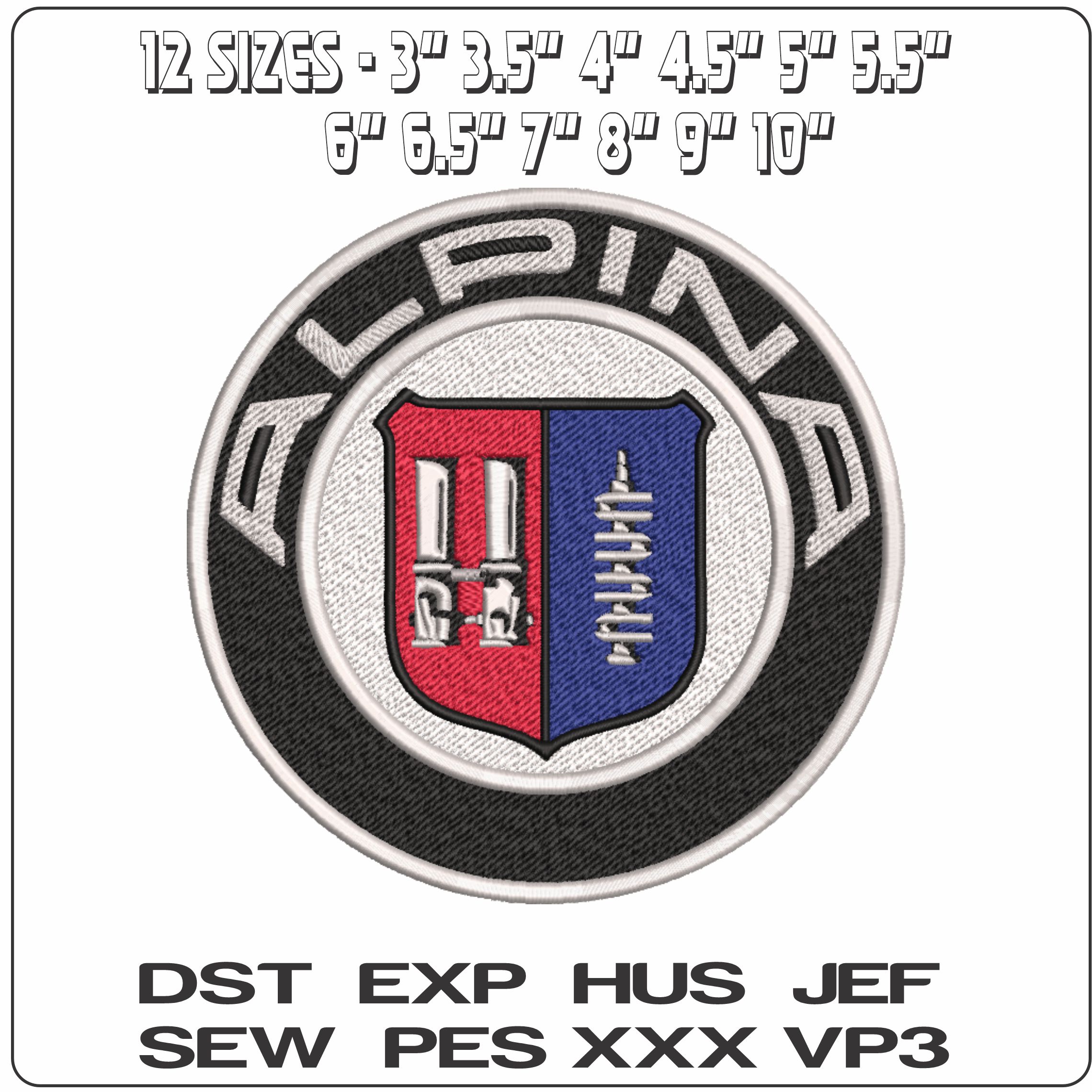 BMW Alpina Car Logo with white center embroidery design German design machine pattern Car Auto Company embroidery file instant download
