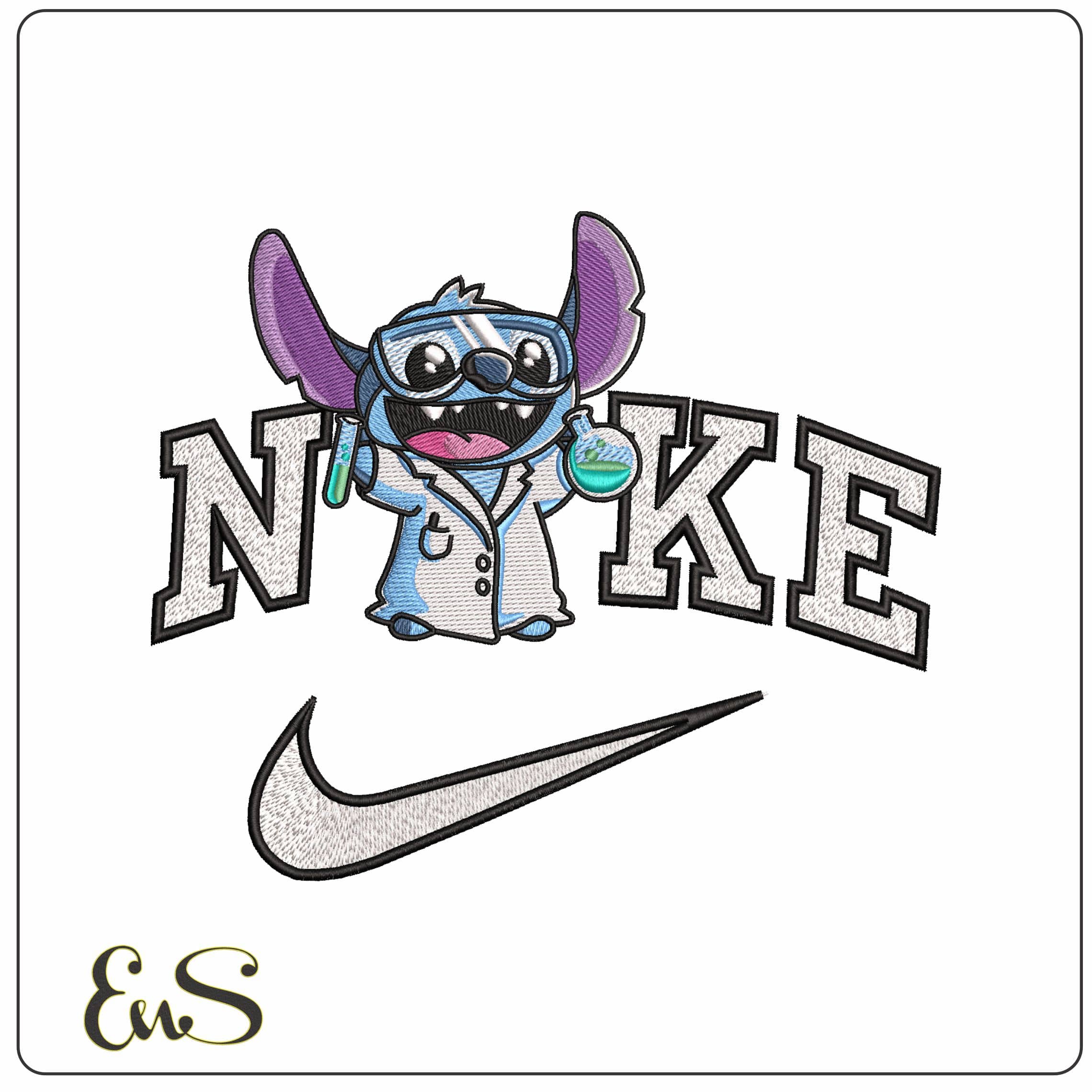 Nike Stitch Scientist - Elegant embroidery design file - instant download
