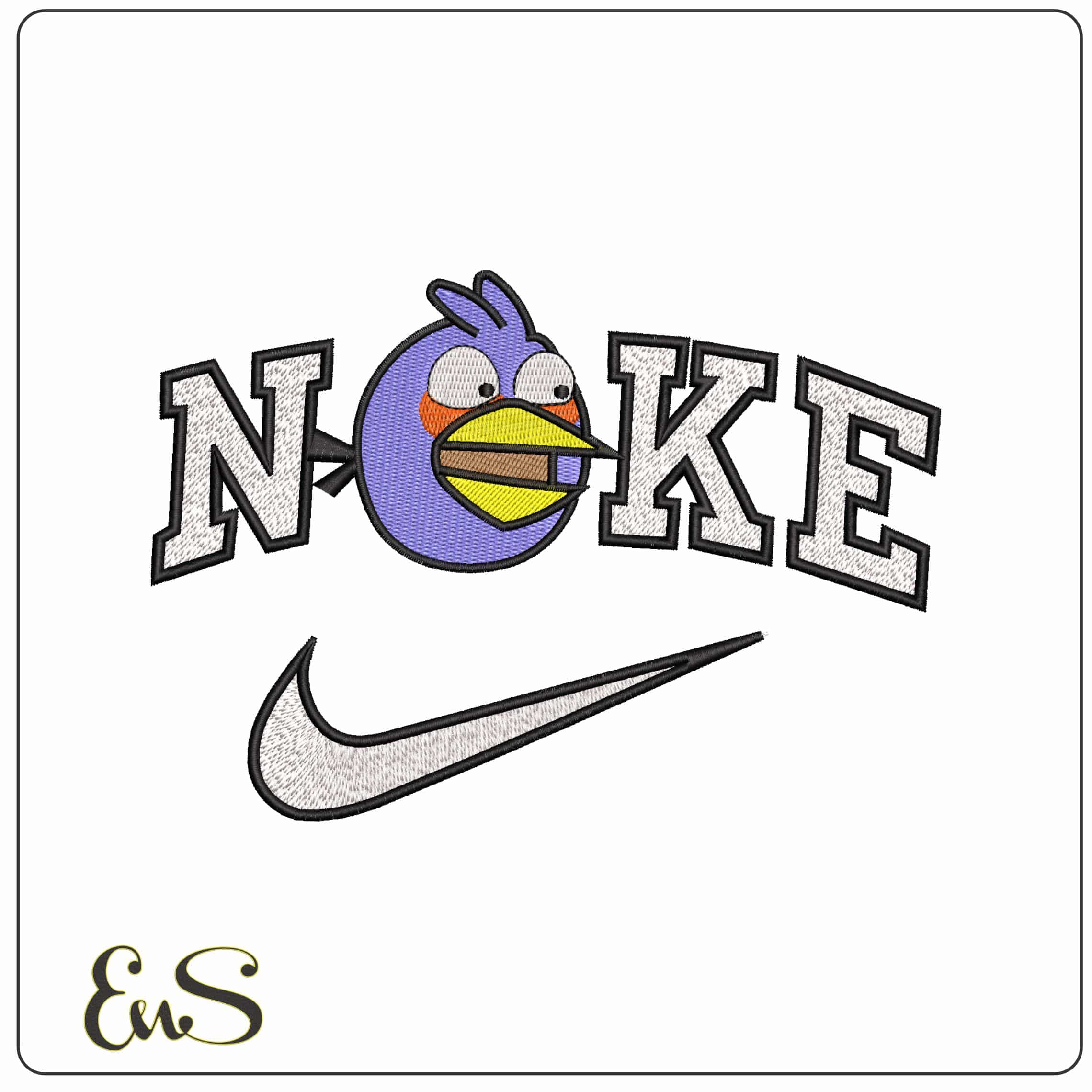 Nike The Blues Angry Bird - Elegant embroidery design file - instant download