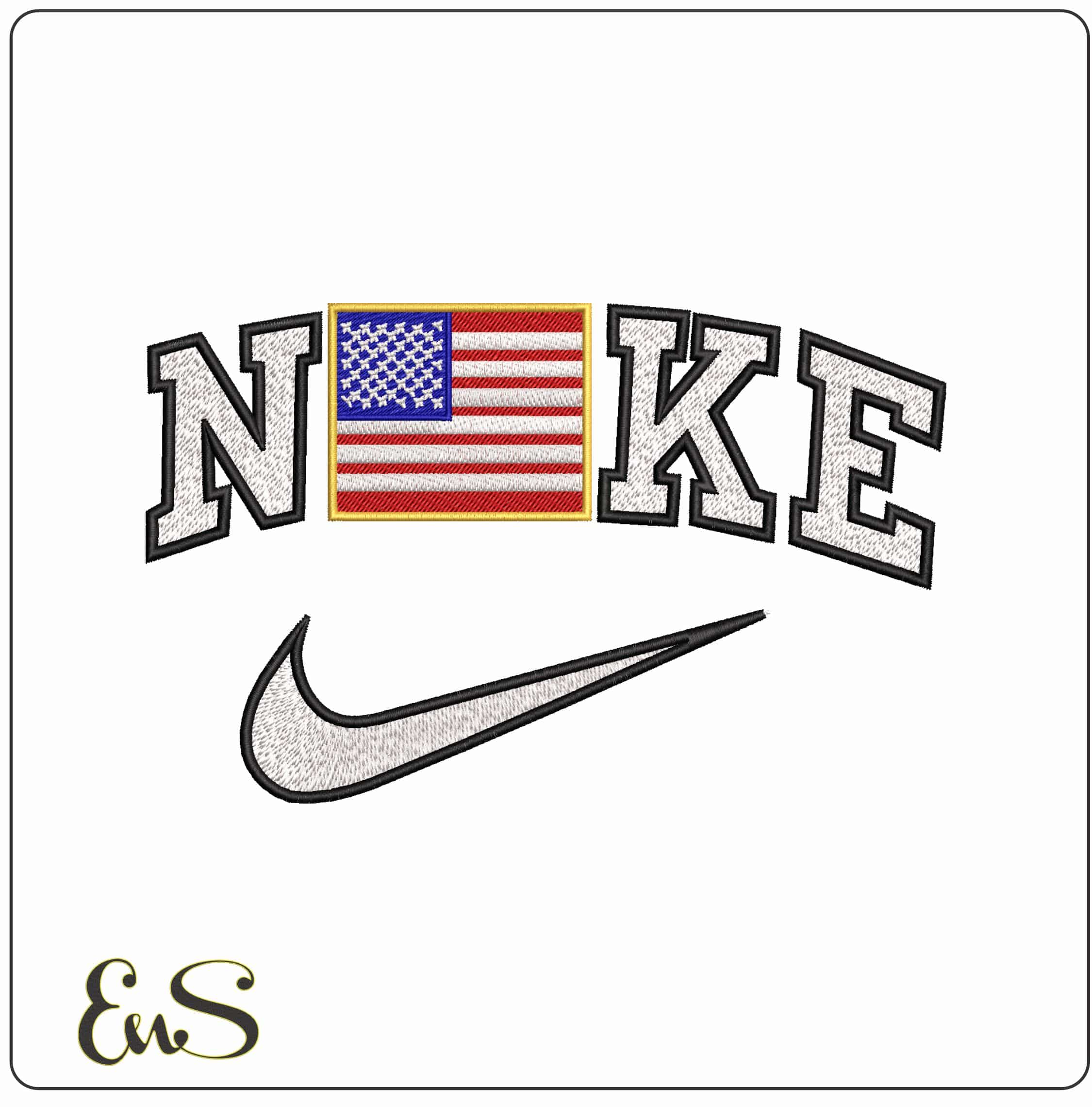 Nike USA flag patch - Elegant embroidery design file - instant download