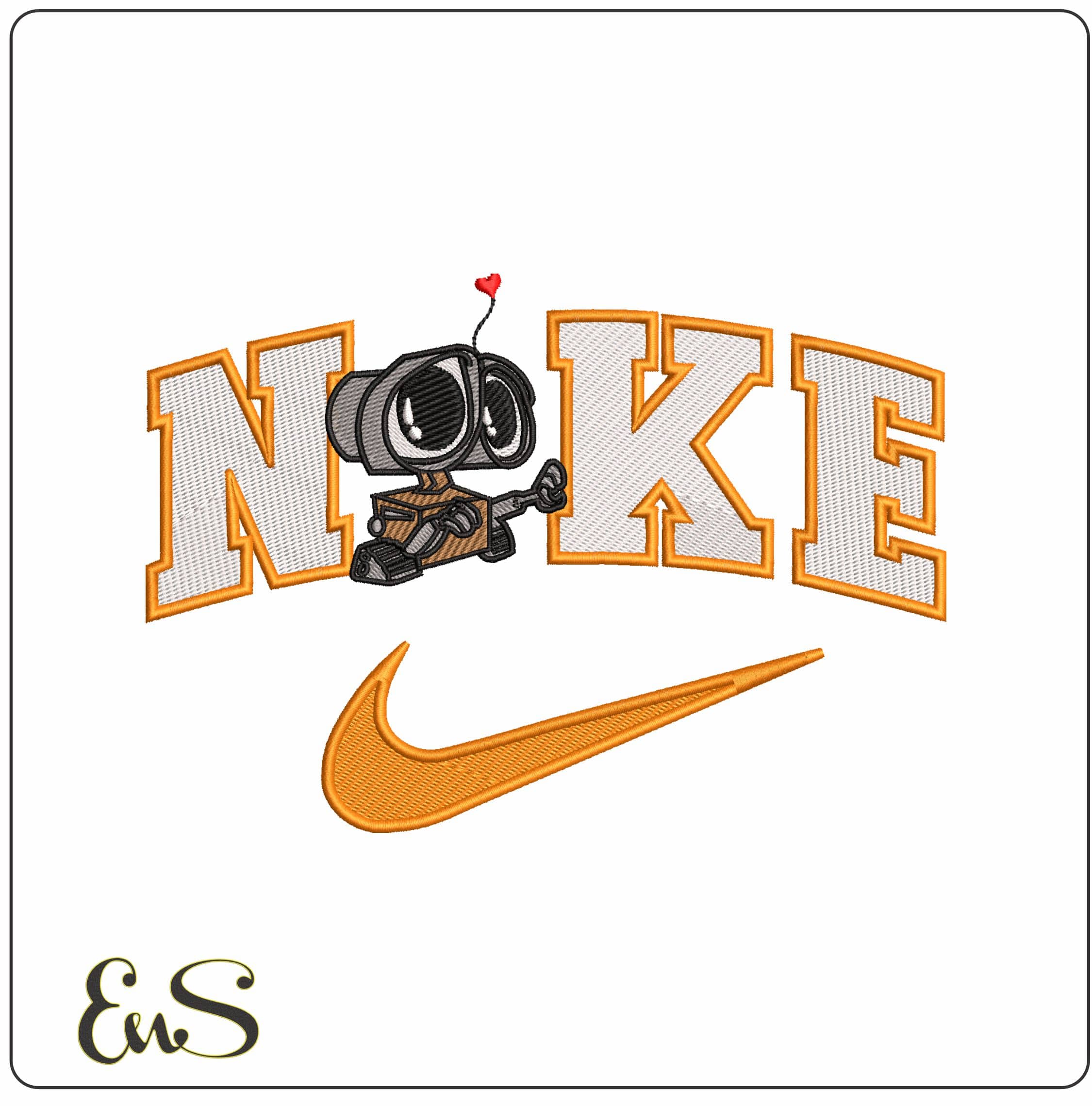 NIKE Walle Wall e - Elegant embroidery design file - instant download