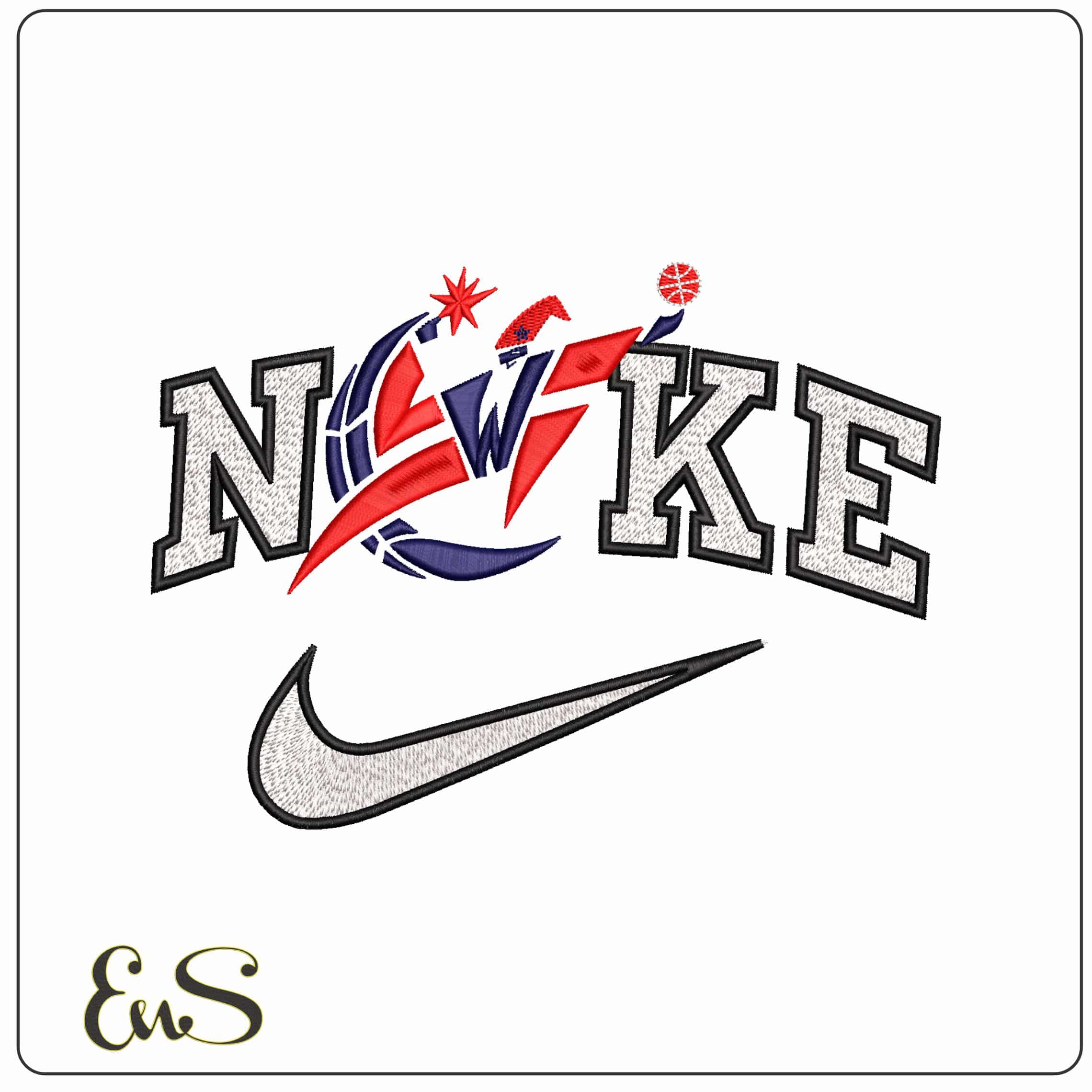 Nike Washington Wizards NBA - Elegant embroidery design file - instant download