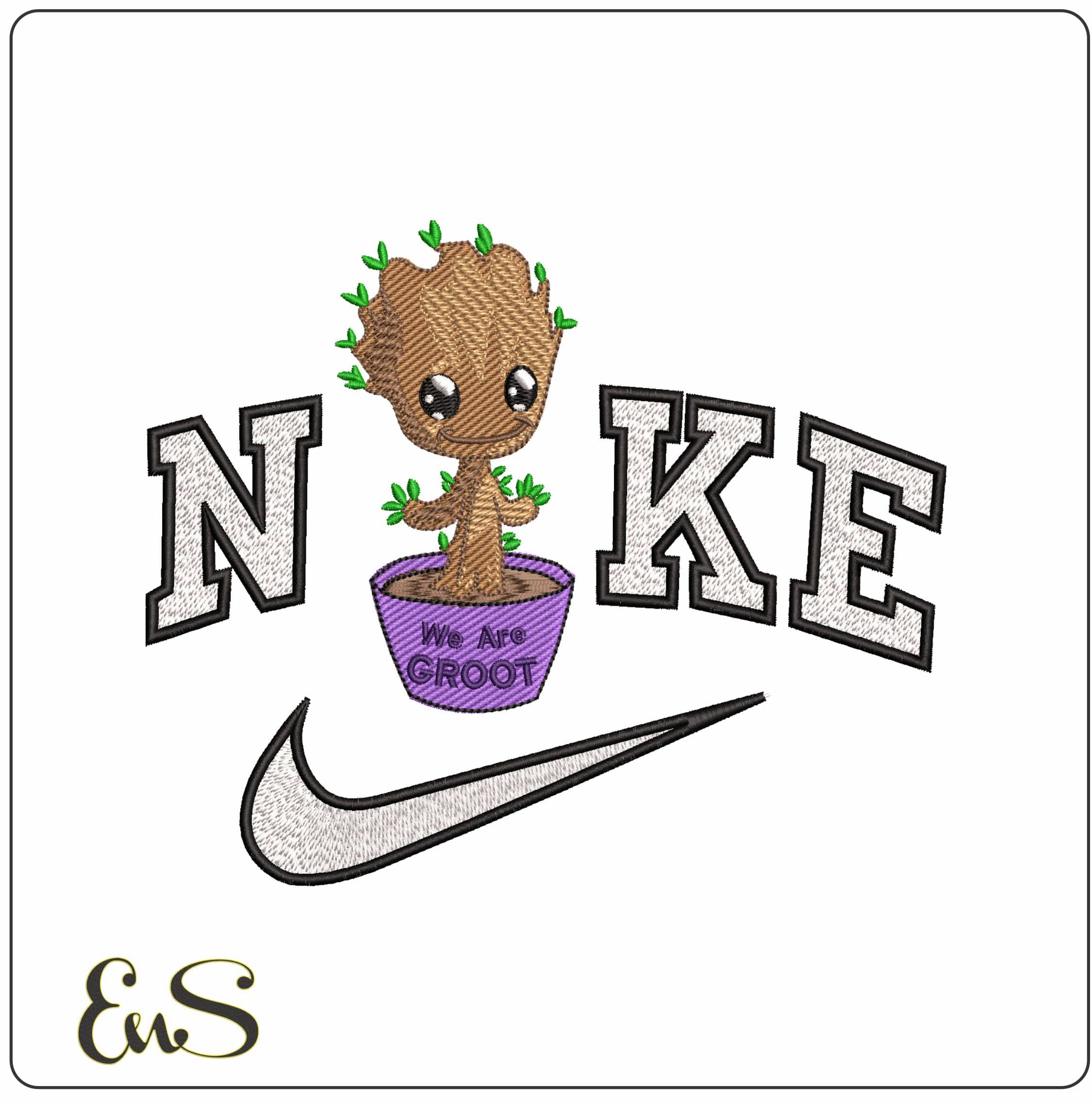 Nike We Are Groot In Pot - Elegant embroidery design file - instant download