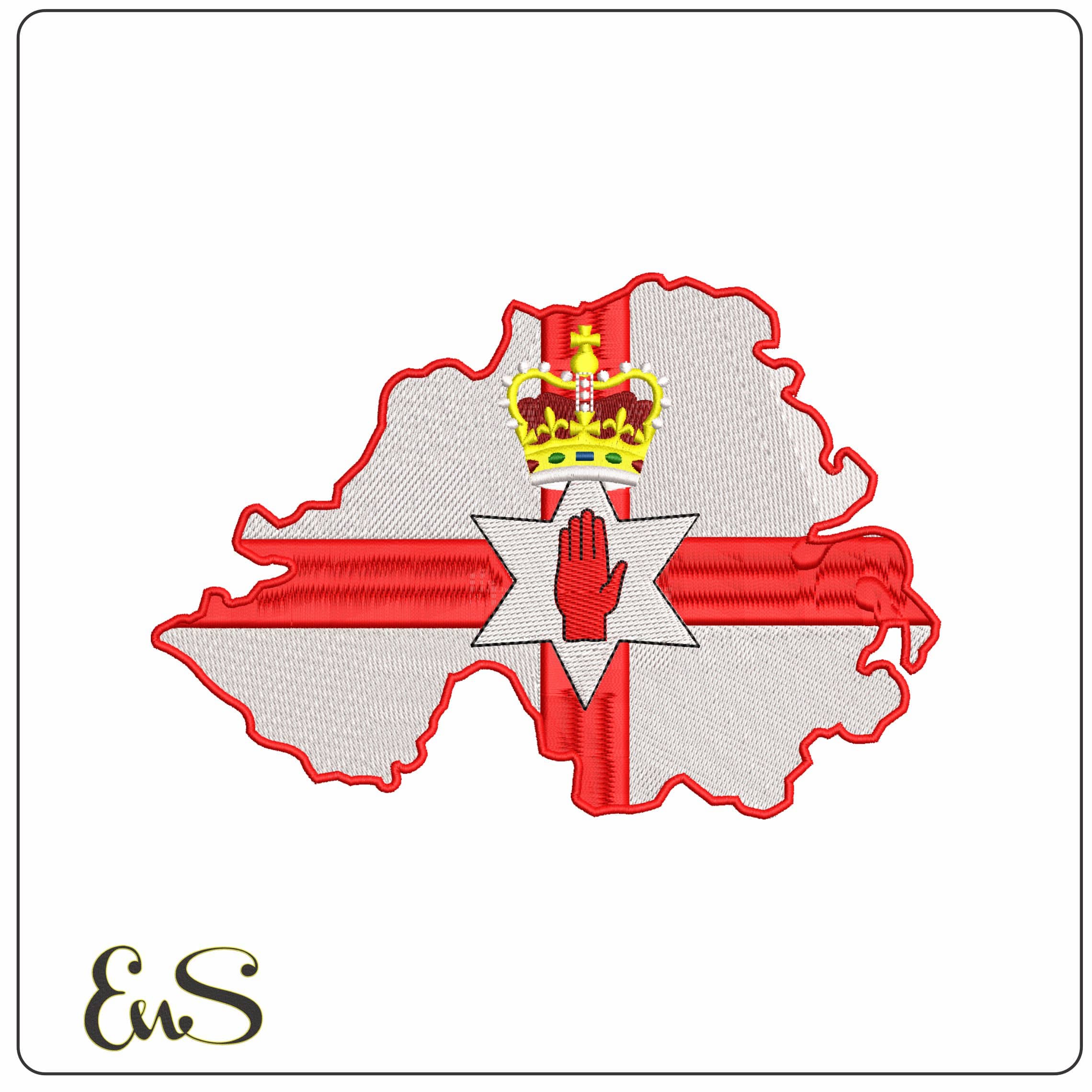 Northern Ireland Map Flag - Elegant embroidery design file - instant download