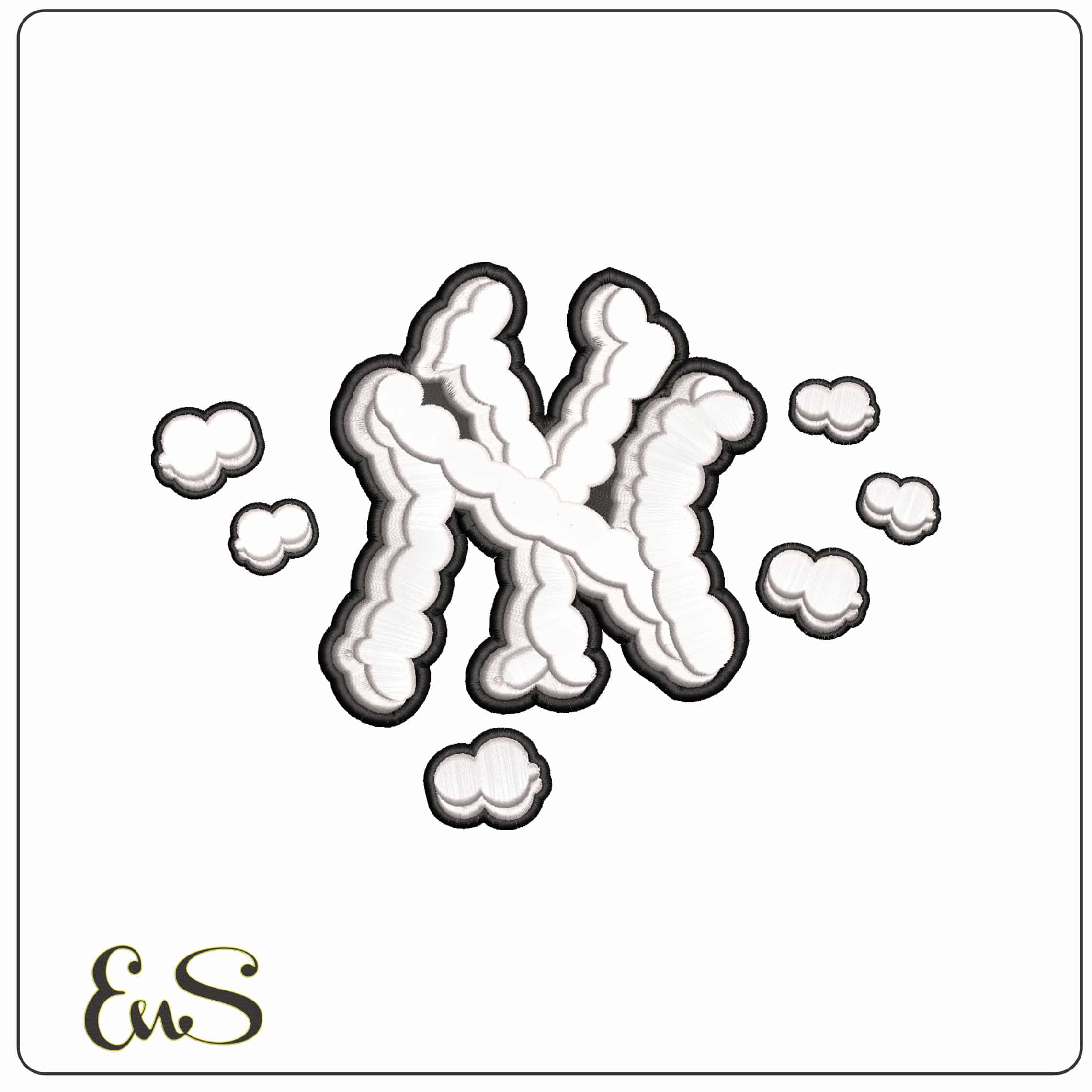 NY Clouds - Elegant embroidery design file - instant download