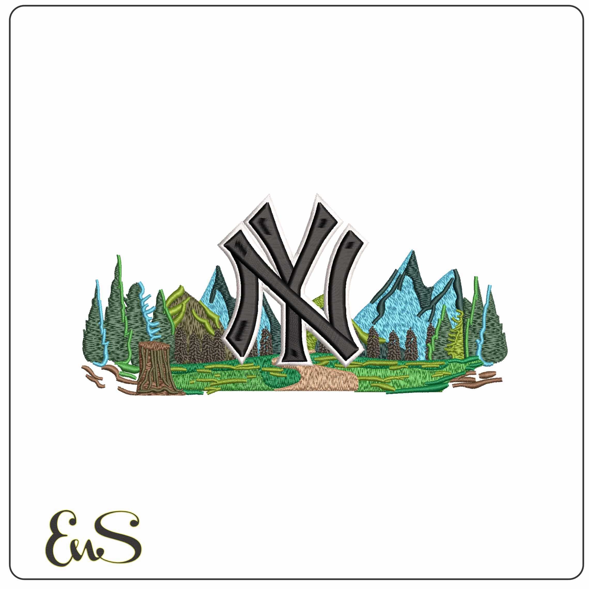 NY New York Forests - Elegant embroidery design file - instant download