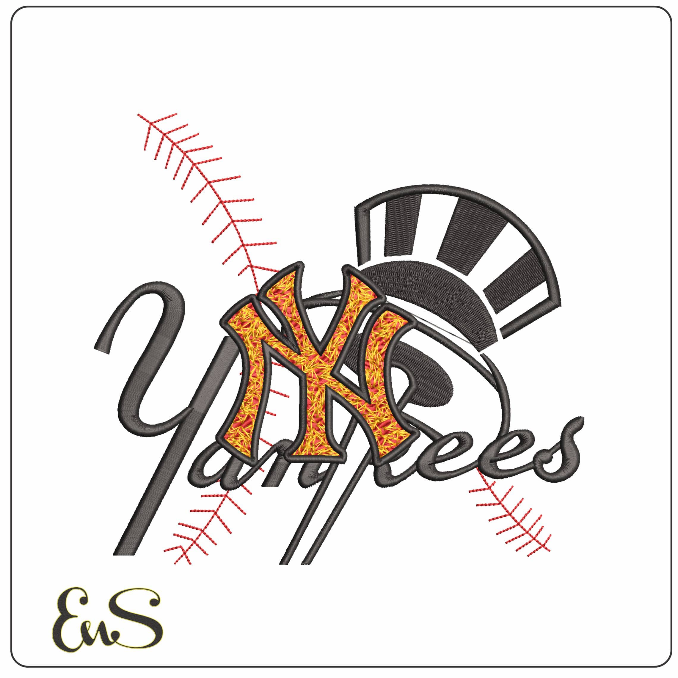 NY Yankees Baseball Motif - Elegant embroidery design file - instant download