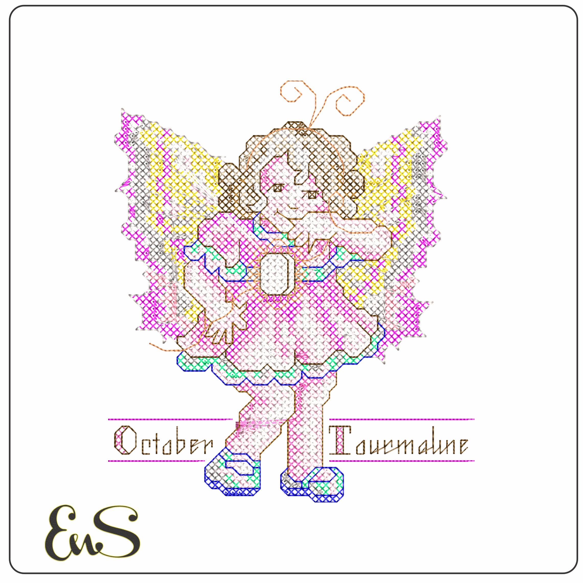 Oct Tourmaline 2 - Elegant embroidery design file - instant download