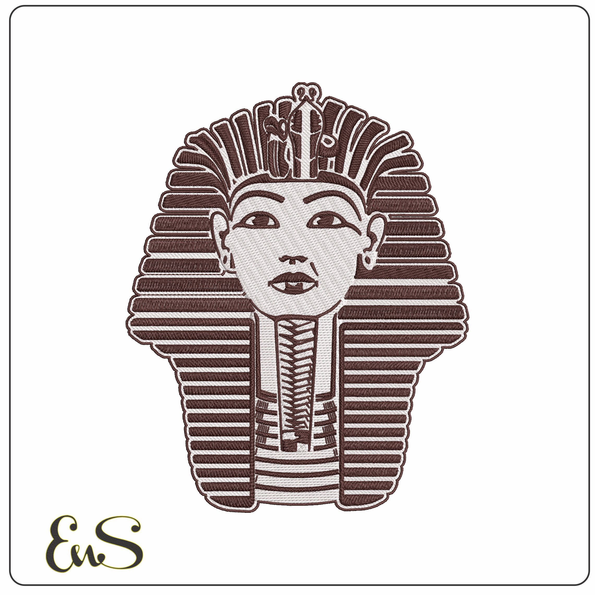 Pharohs Mummy Mask - Elegant embroidery design file - instant download