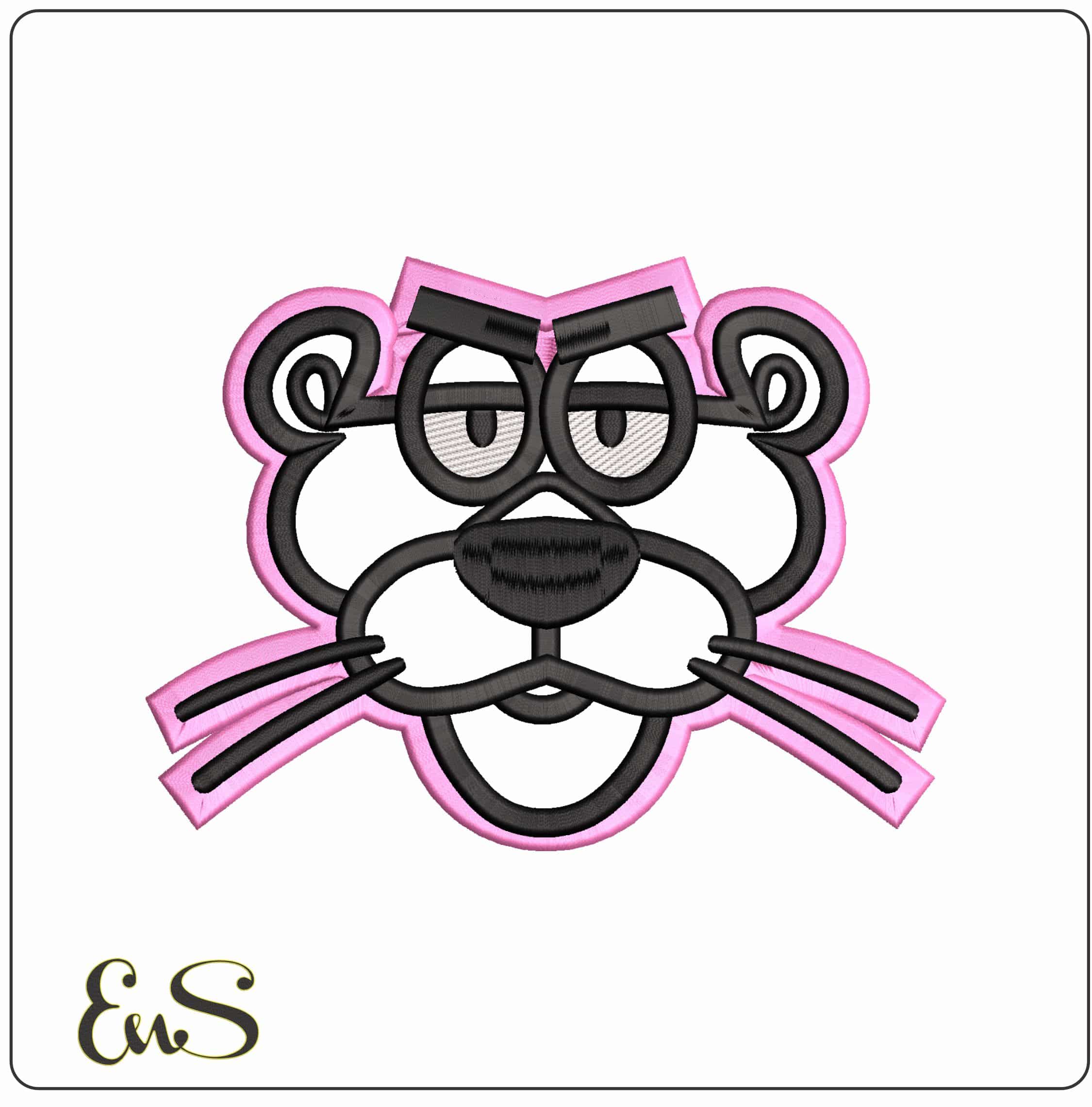 Pink Panther Face - Elegant embroidery design file - instant download