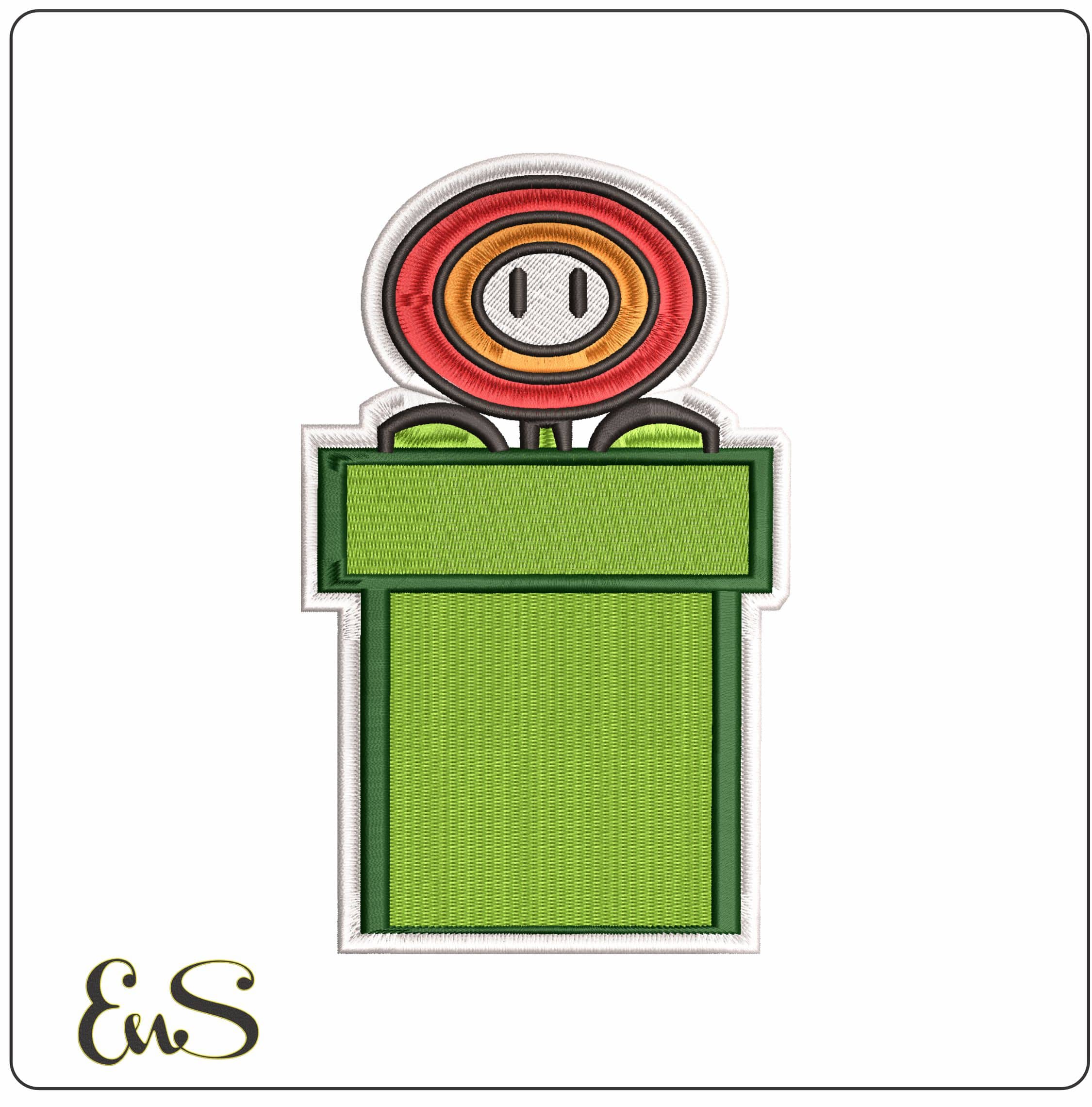 Piranha Plant in Pipe Super Mario Bros  - Elegant embroidery design file - instant download