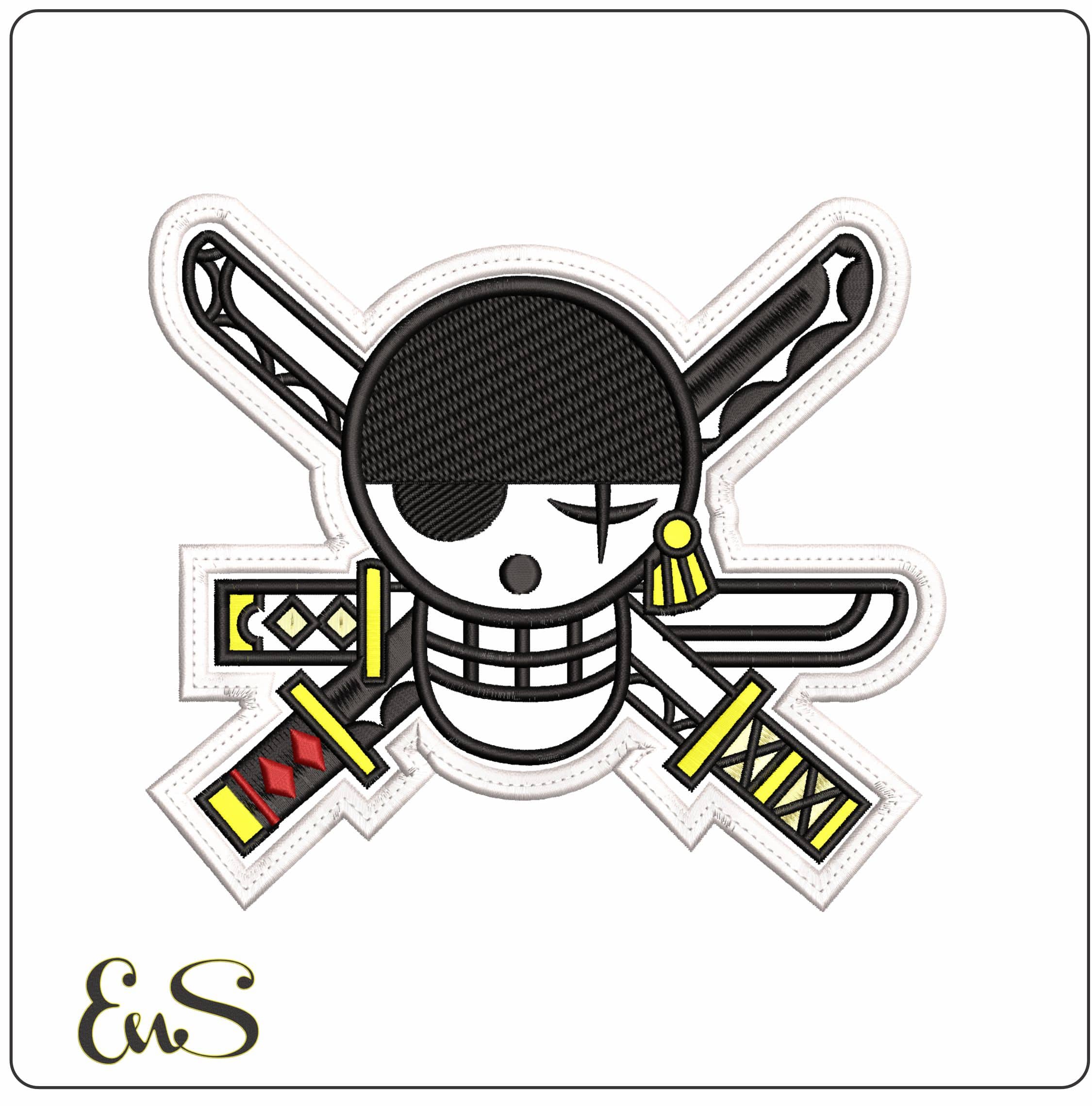 Pirate Skull Logo Patch One Piece Anime - Elegant embroidery design file - instant download