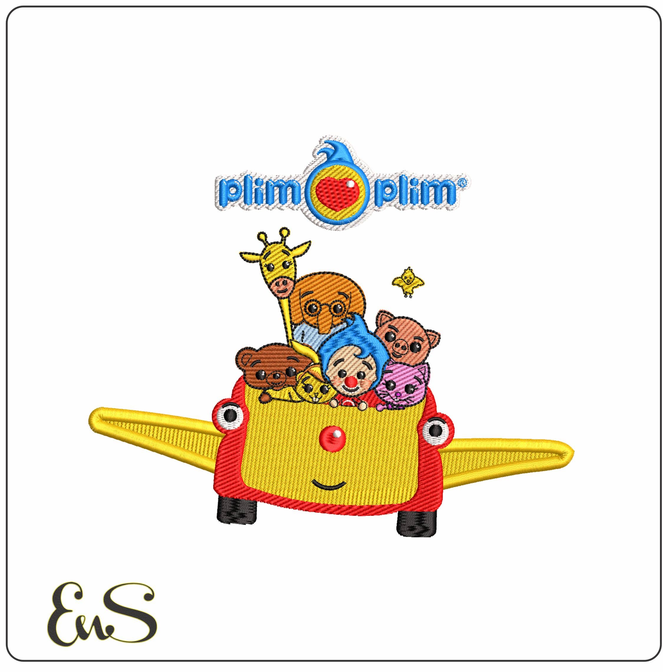 Plim Plim Cartoon - Elegant embroidery design file - instant download