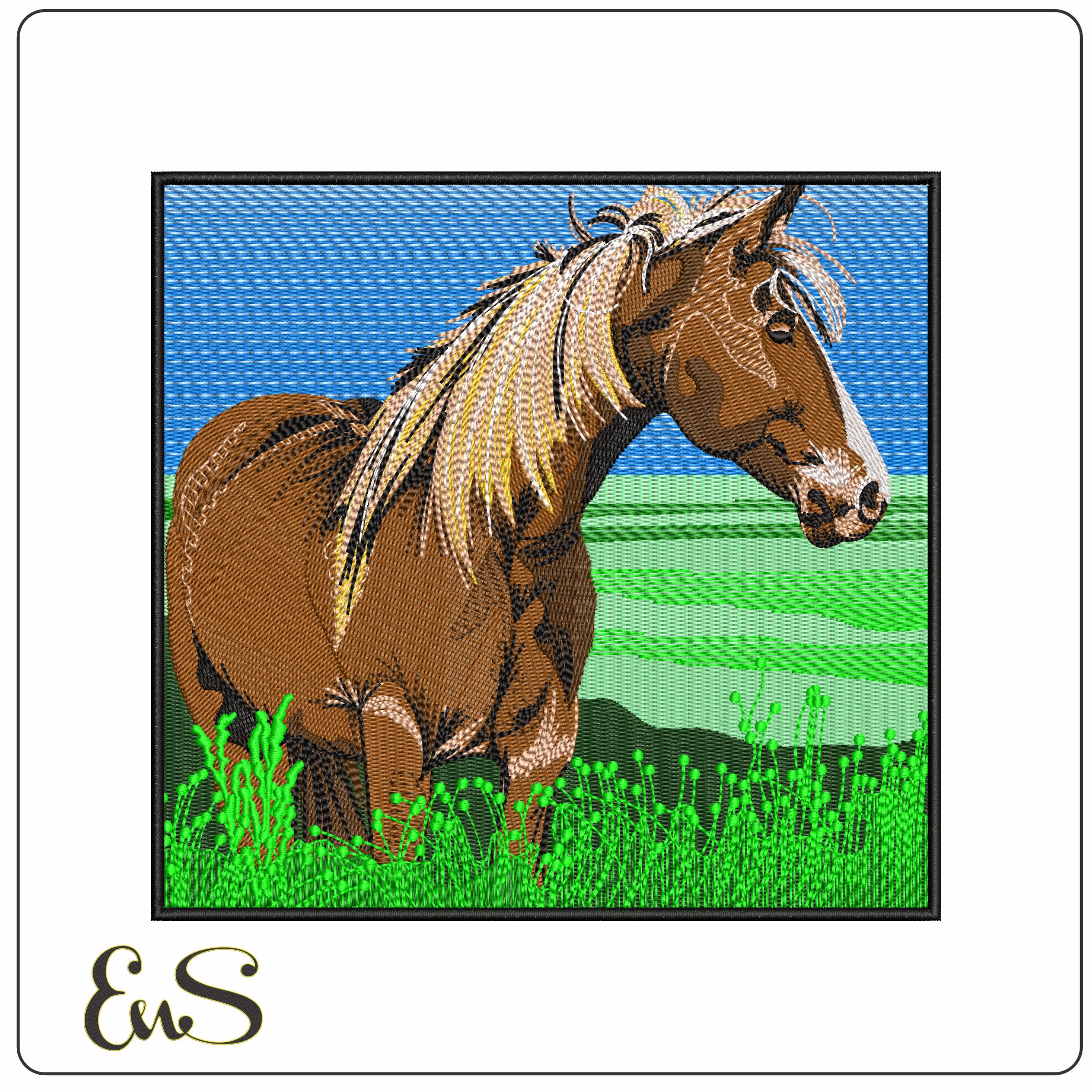 Portrait of a Horse  - Elegant embroidery design file - instant download