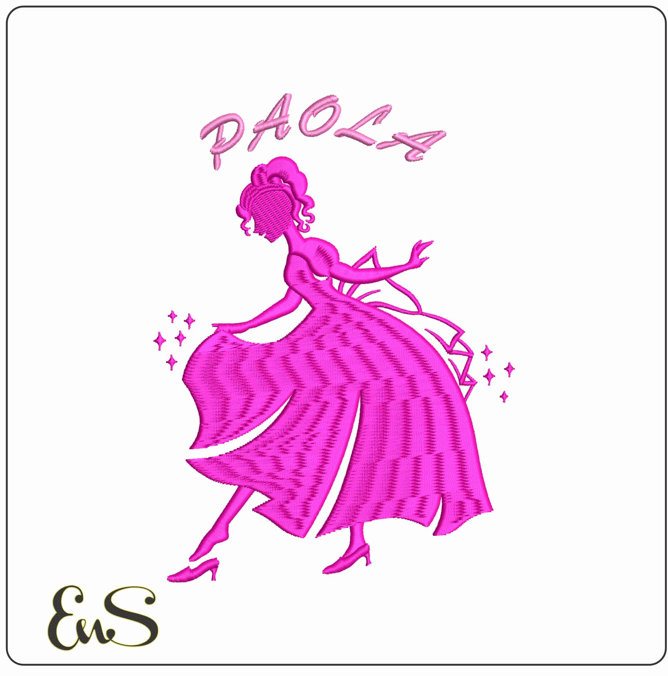 Princess Paola - Elegant embroidery design file - instant download