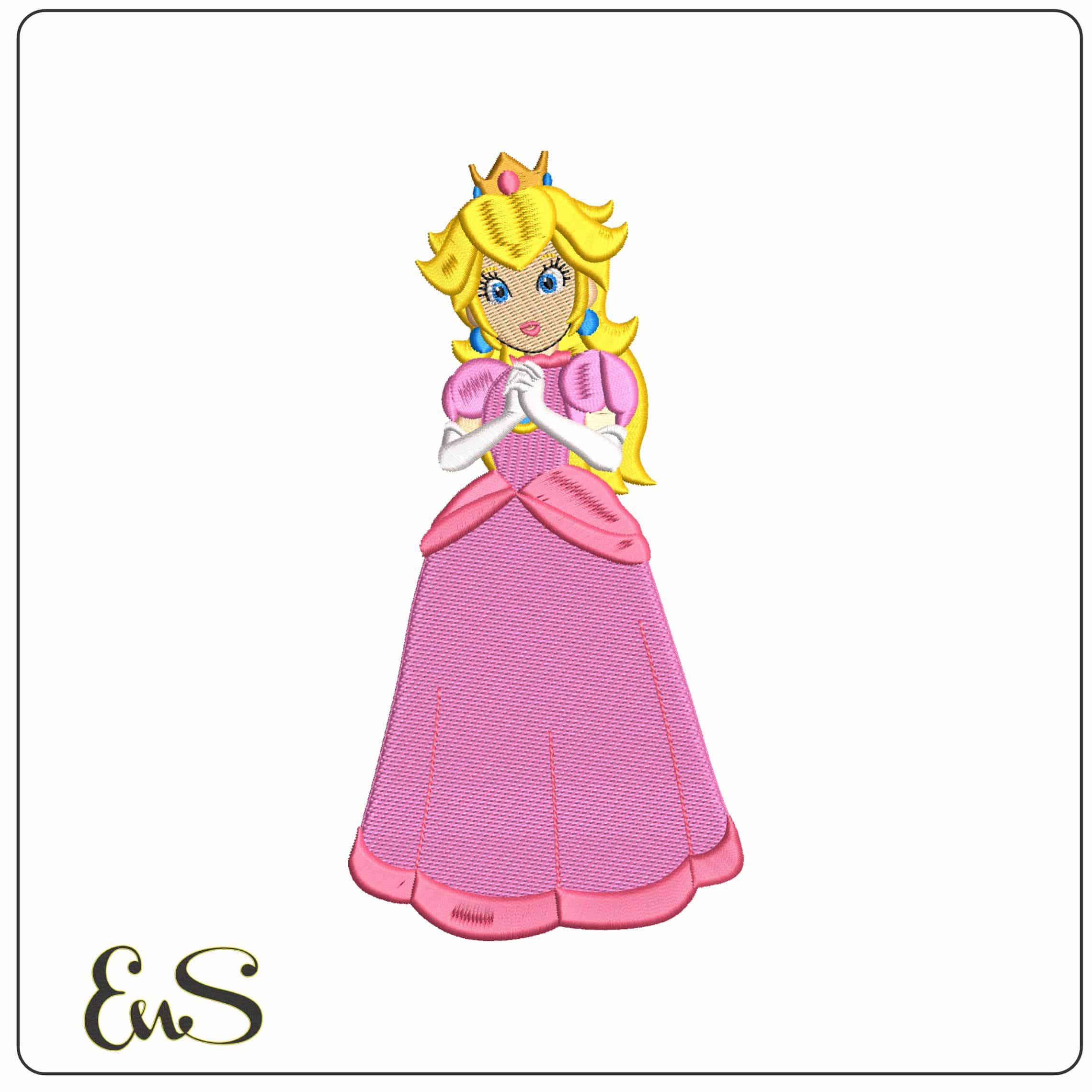 Princess Peach Super Mario - Elegant embroidery design file - instant download