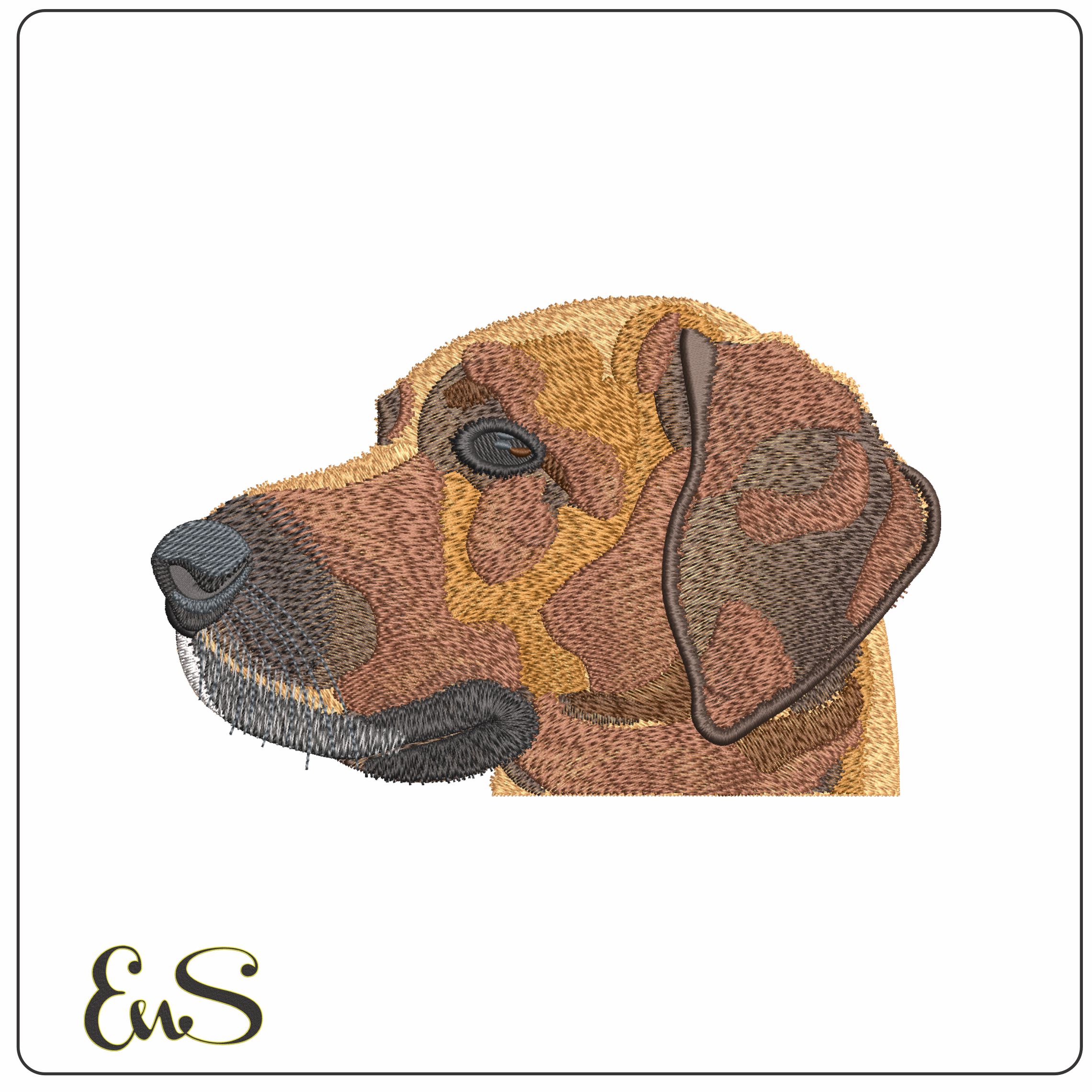 Rhodesian Ridgeback Dog Head   - Elegant embroidery design file - instant download