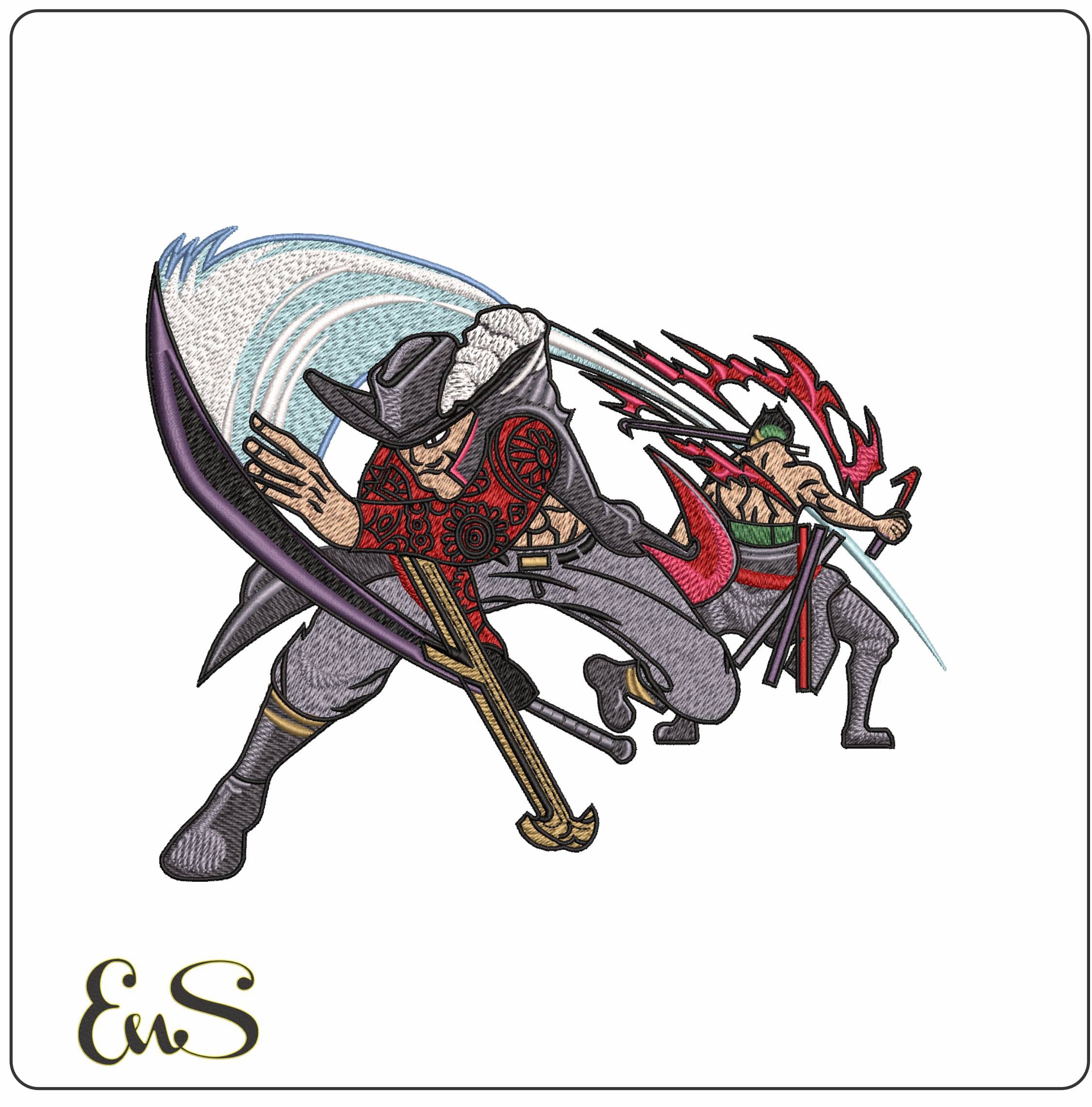 Rorona Zoro Dracule Mihawk One Piece Anime   - Elegant embroidery design file - instant download