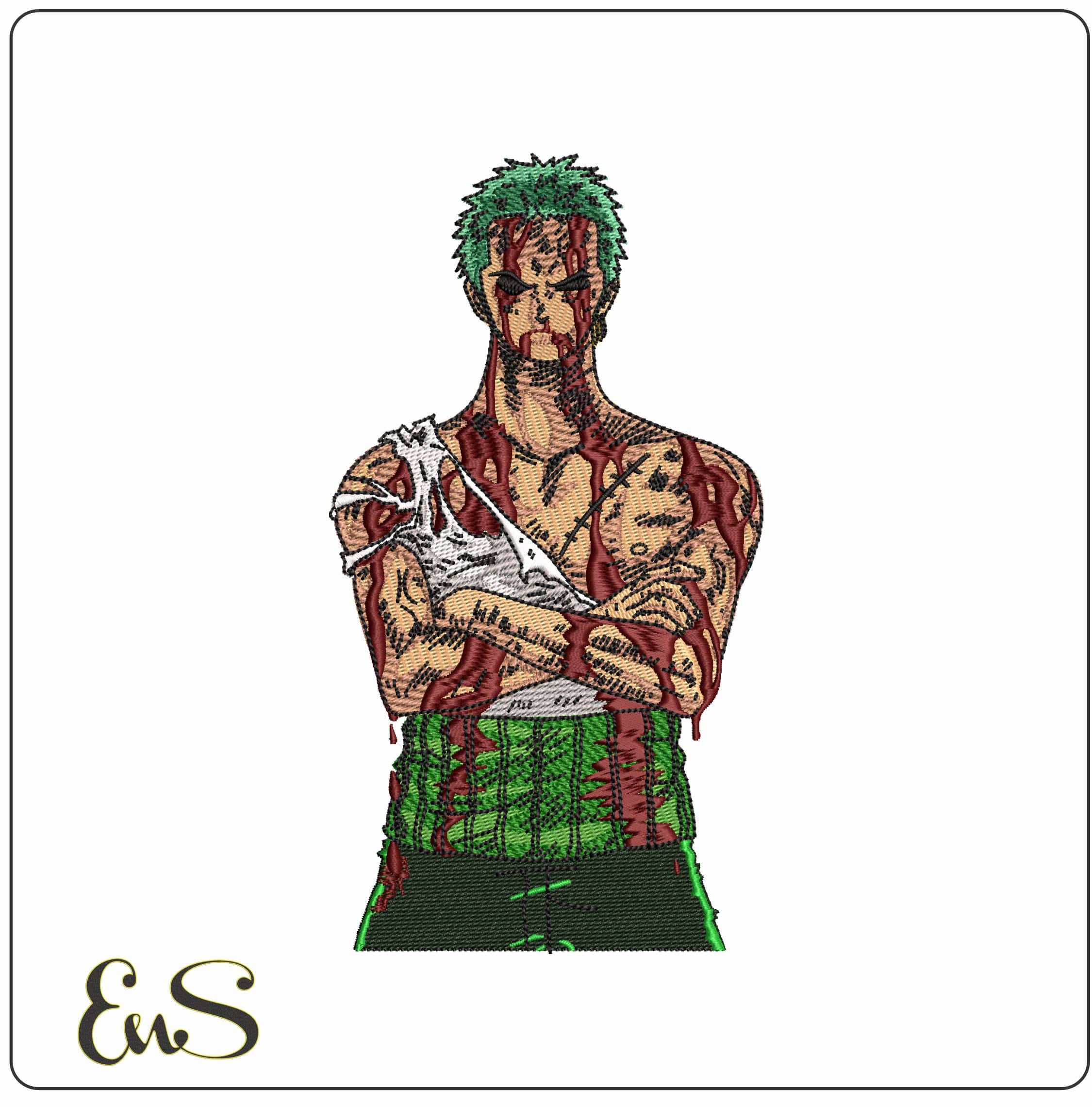 Roronoa Zoro Torso One Piece Anime   - Elegant embroidery design file - instant download