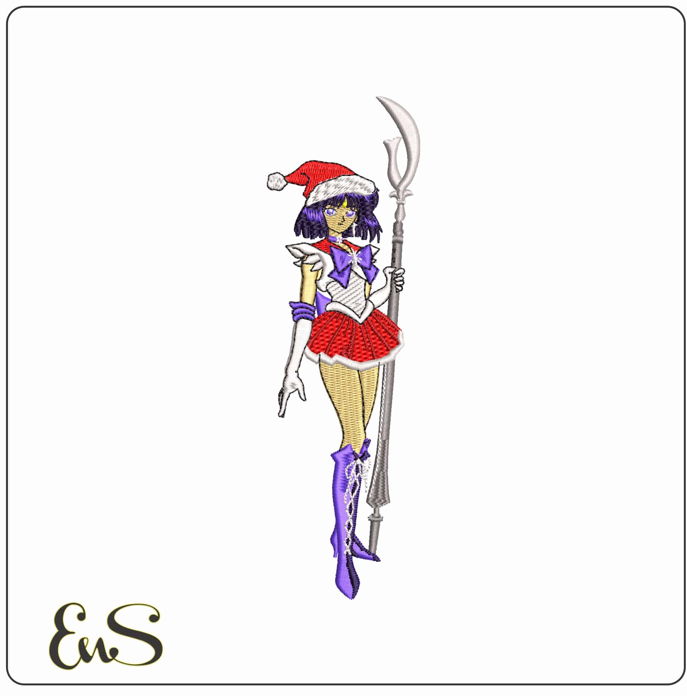 Sailor Saturn tatami Christmas Sailor Moon Anime - Elegant embroidery design file - instant download