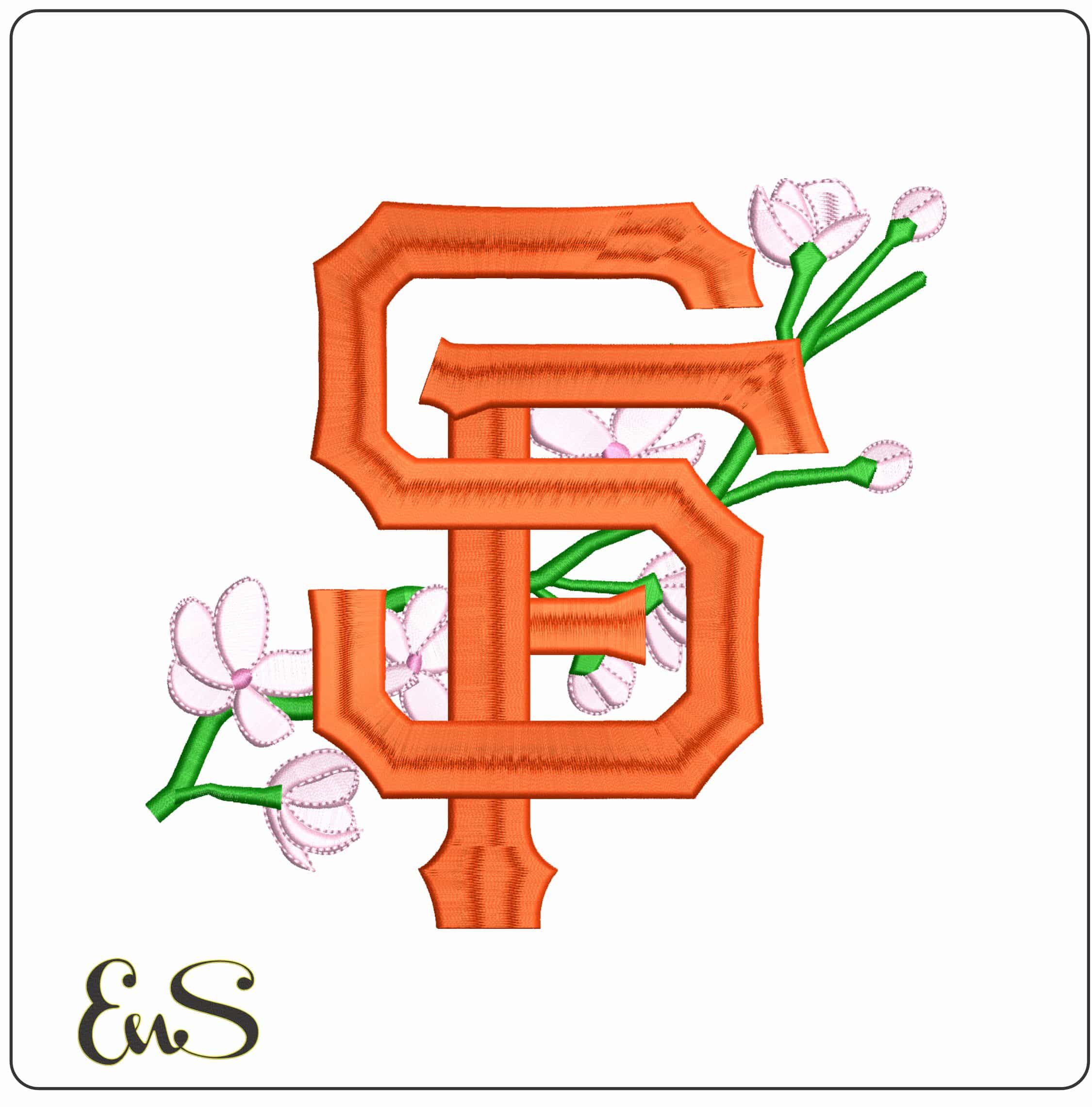 San Francisco Giants SFG Bloom - Elegant embroidery design file - instant download