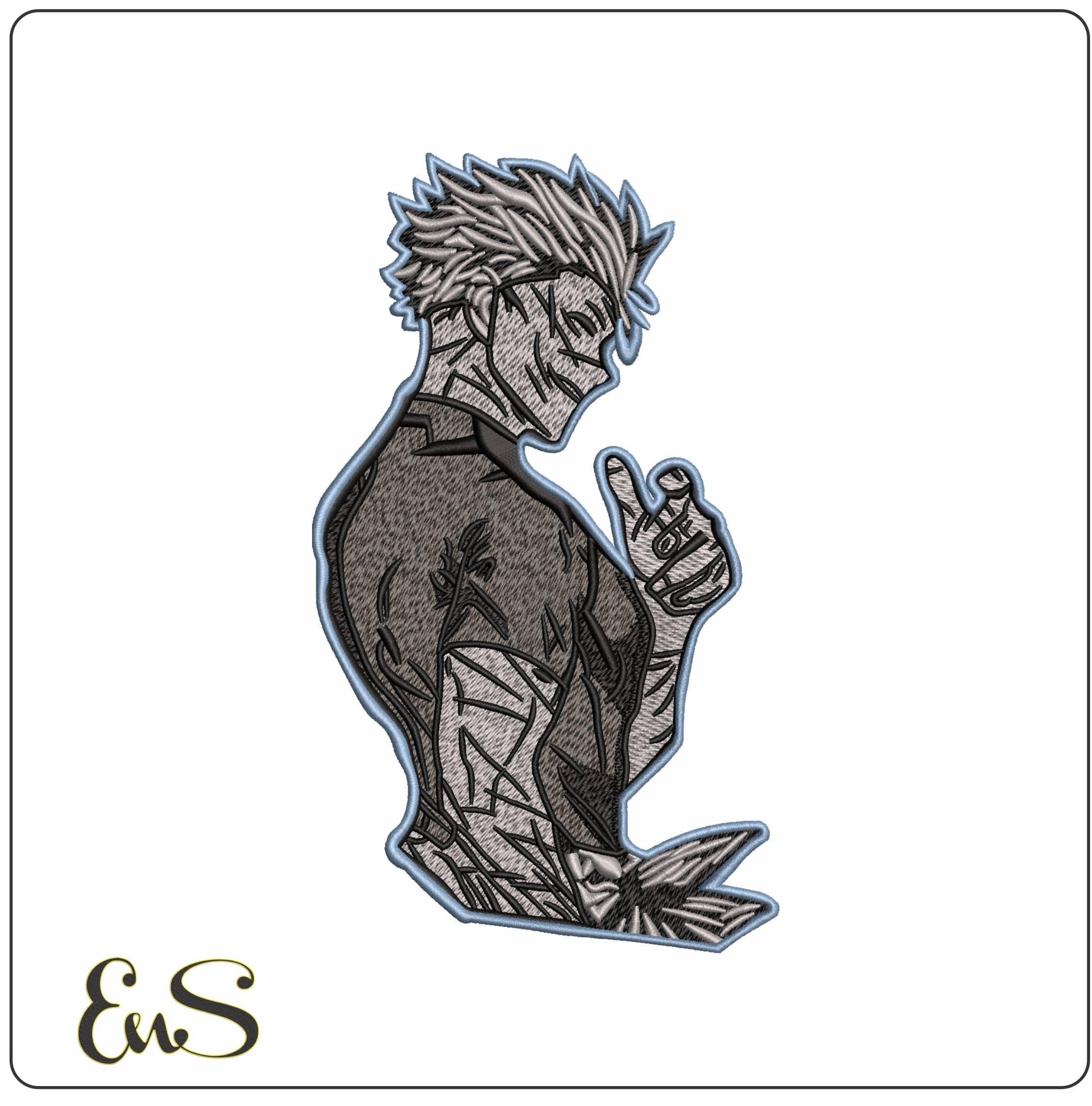 Satoru Gojo Honored One Pose Outline Jujutsu Kaisen Anime - Elegant embroidery design file - instant download