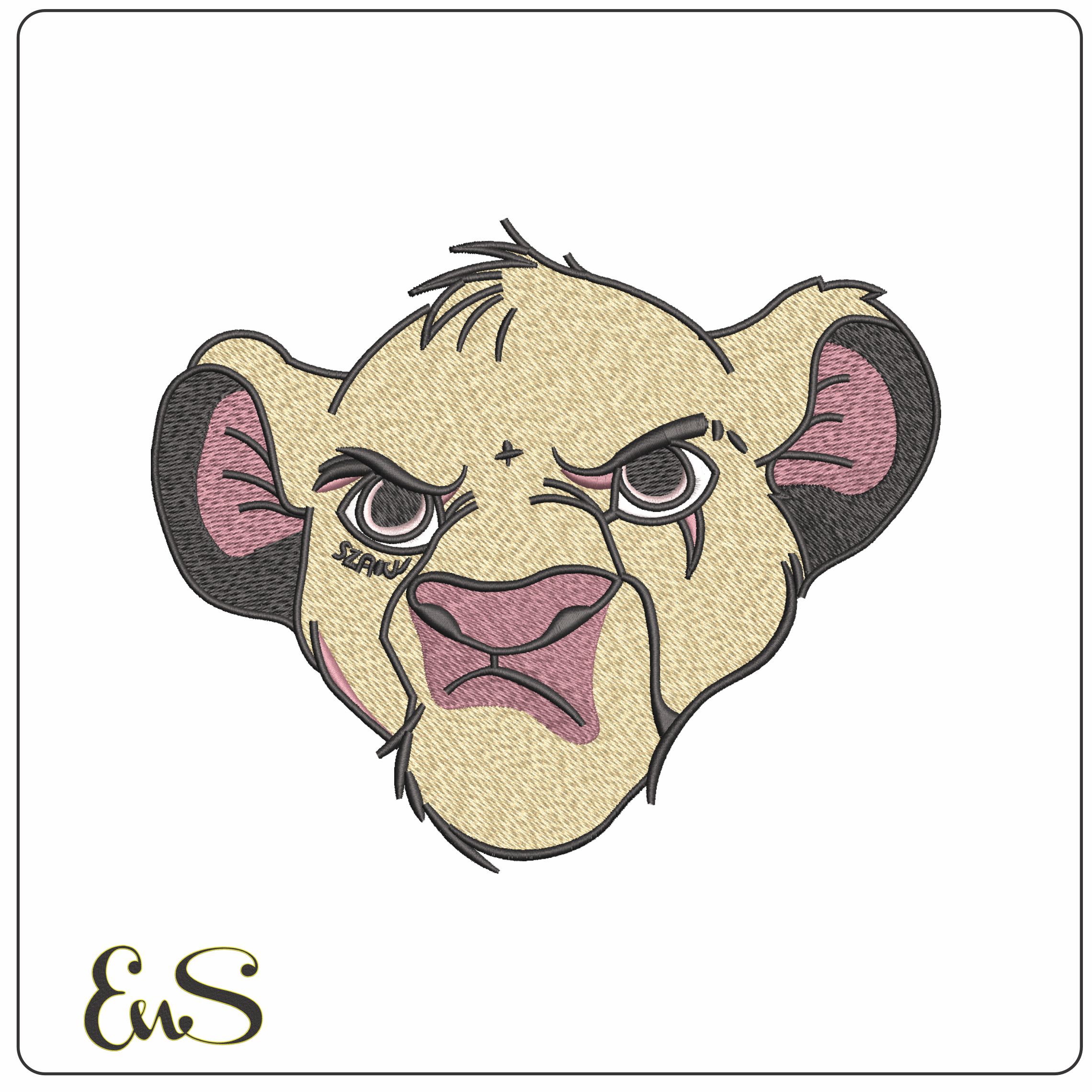 Simba face- Elegant embroidery design file - instant download